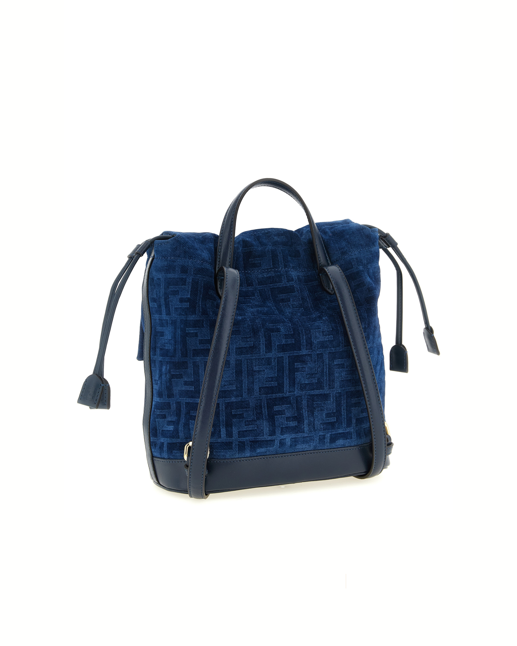 Fendi FF Flocked Denim Backpack in Denim Blu con Motivo FF