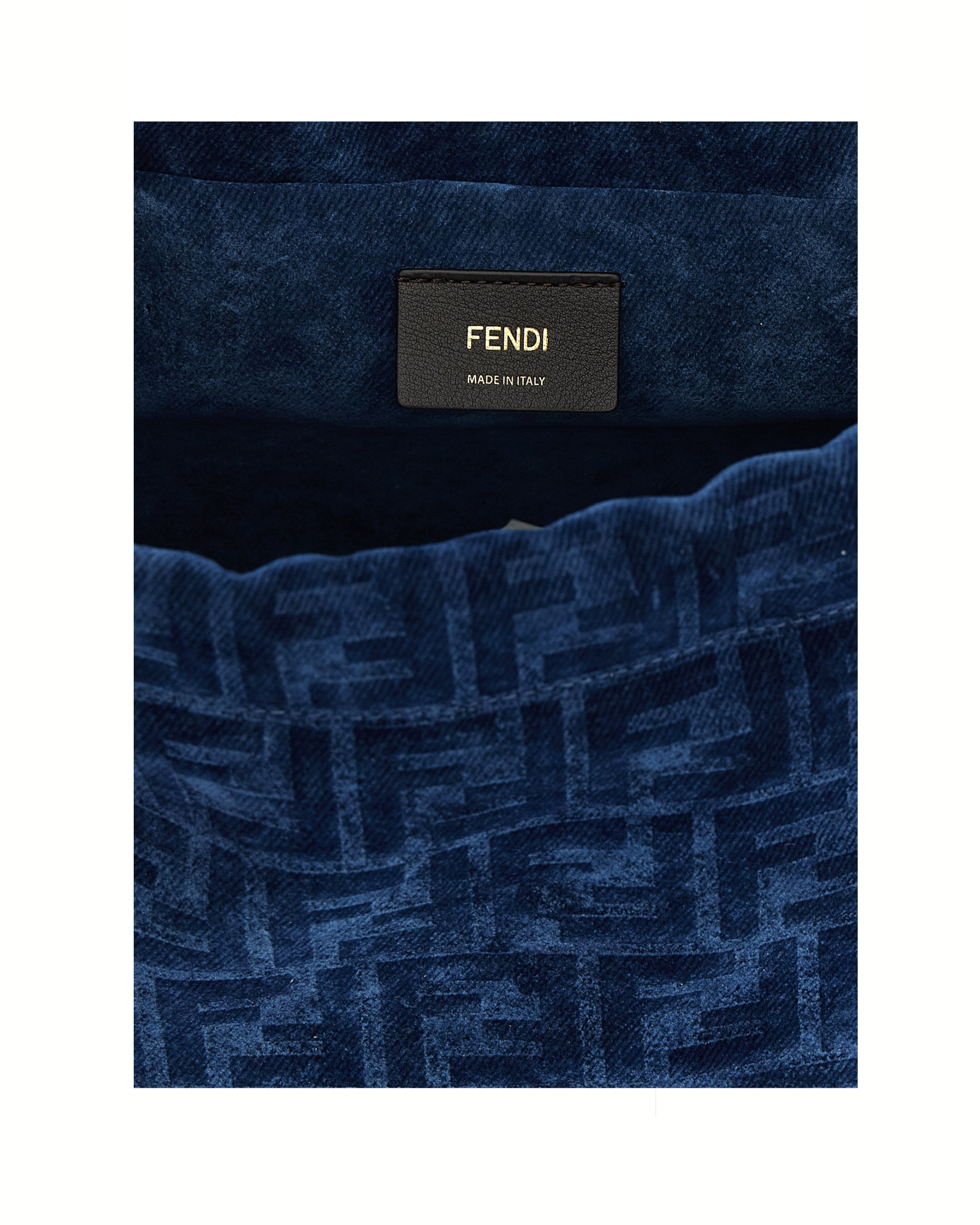 Fendi FF Flocked Denim Backpack in Denim Blu con Motivo FF