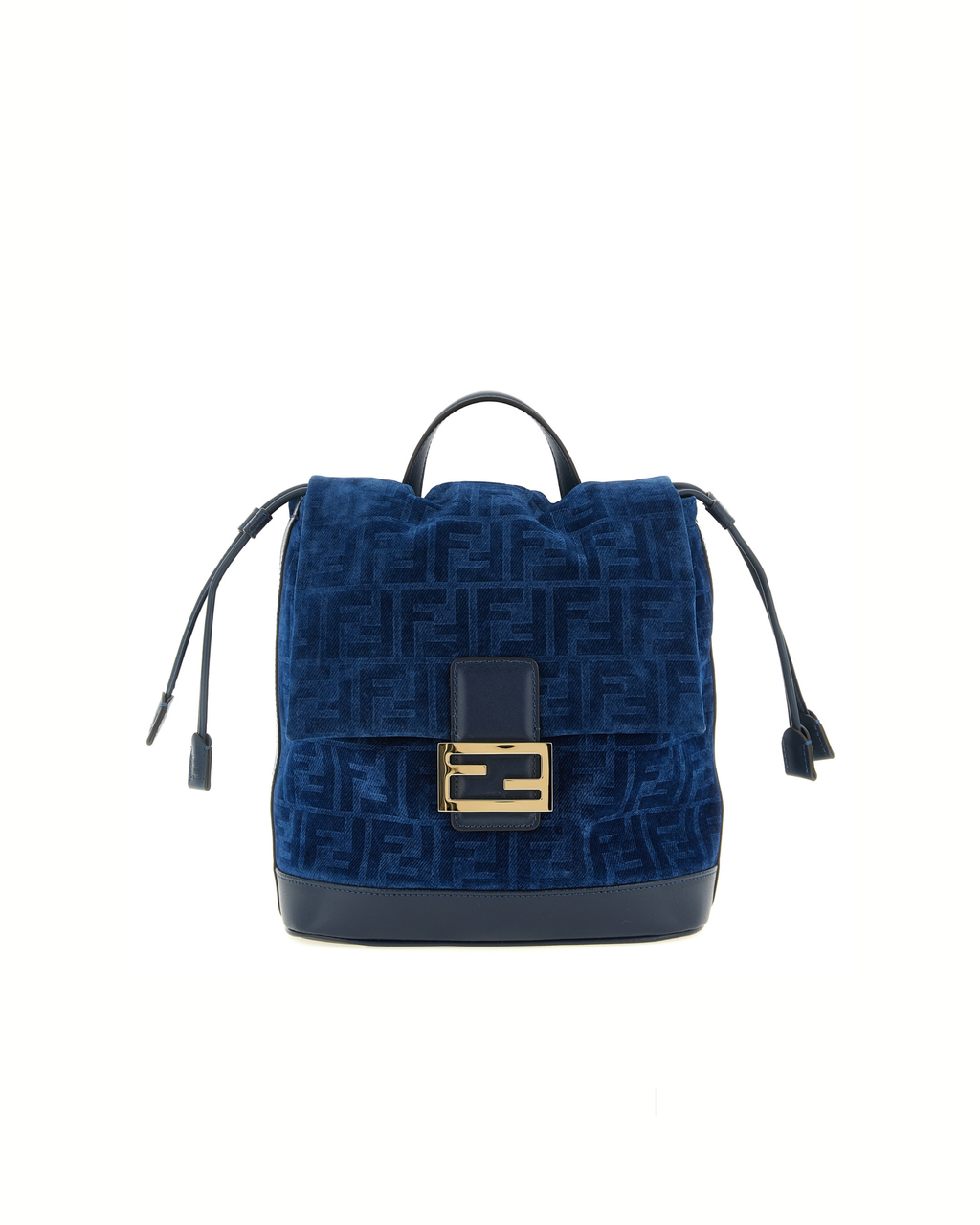 Fendi FF Flocked Denim Backpack in Denim Blu con Motivo FF