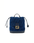 Fendi FF Flocked Denim Backpack in Denim Blu con Motivo FF