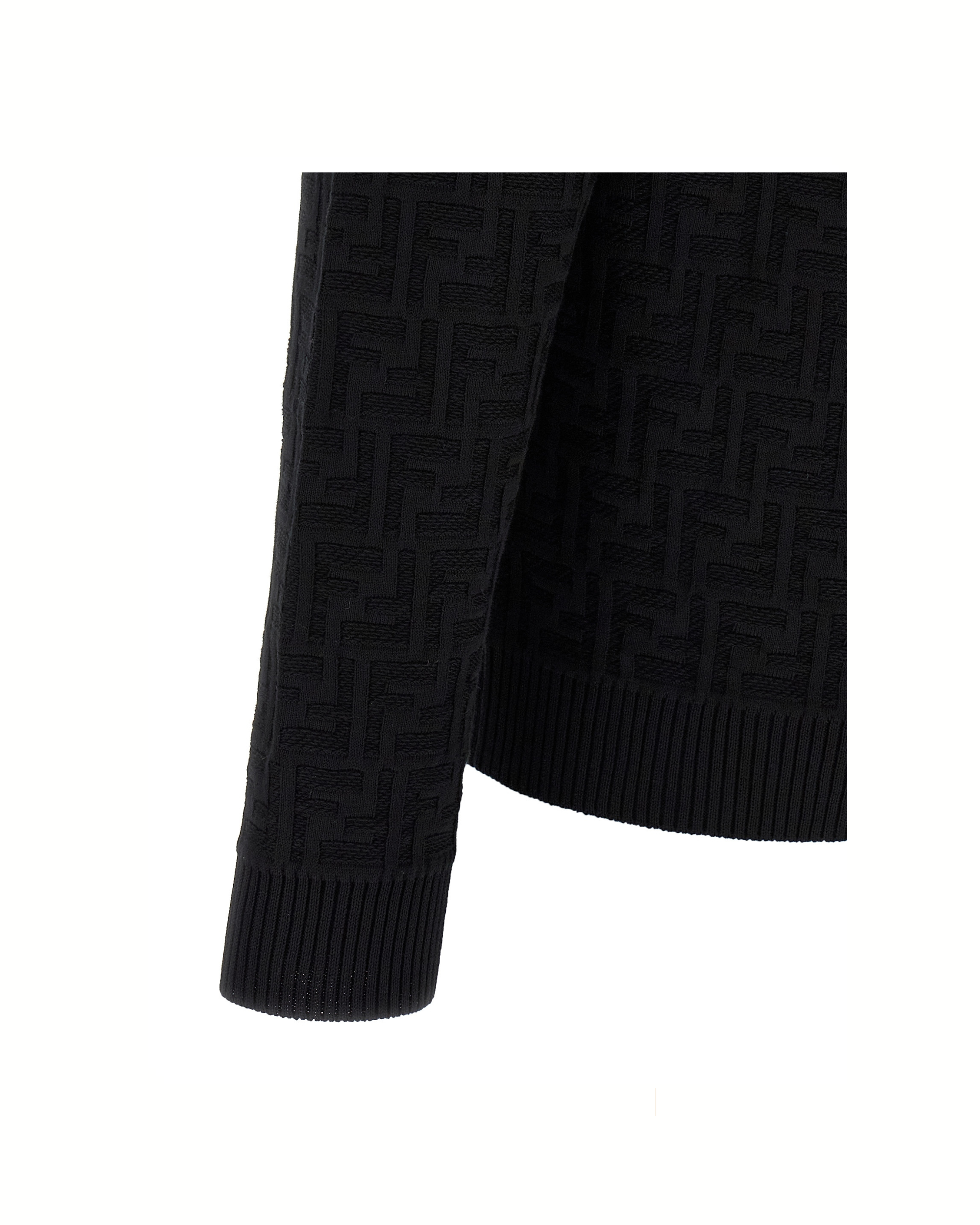 Fendi FF Jacquard Cotton Sweater Black