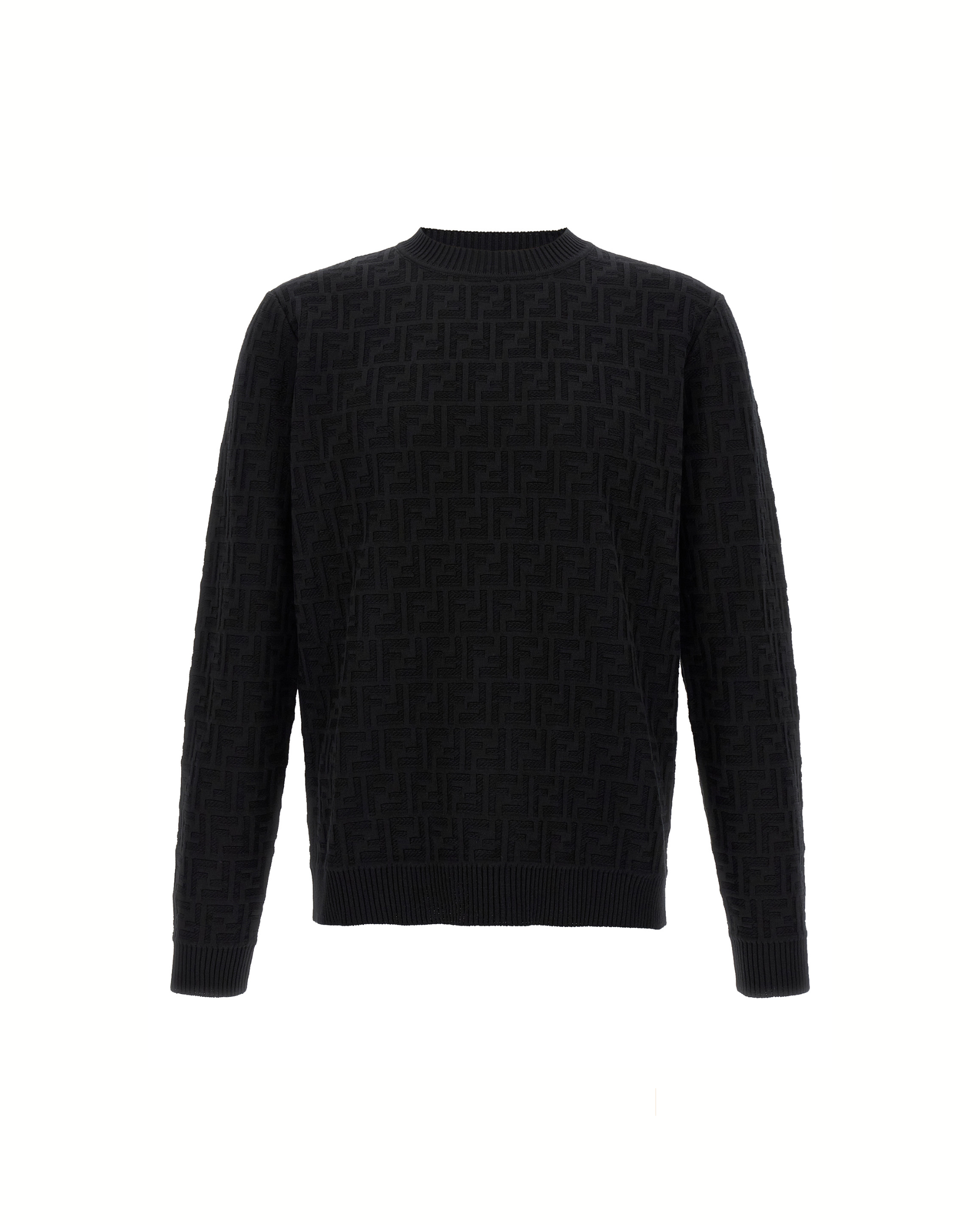 Fendi FF Jacquard Cotton Sweater Black