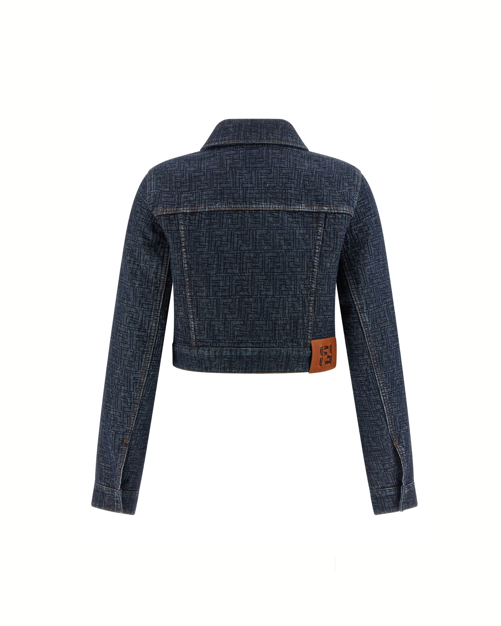 Fendi FF Jacquard Denim Cropped Jacket