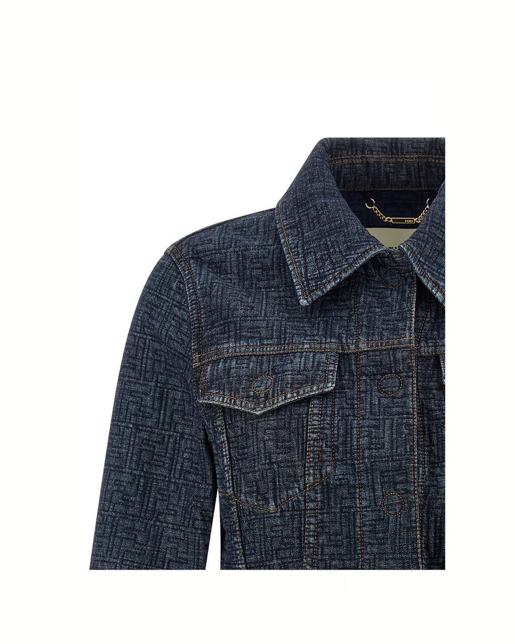 Fendi FF Jacquard Denim Cropped Jacket