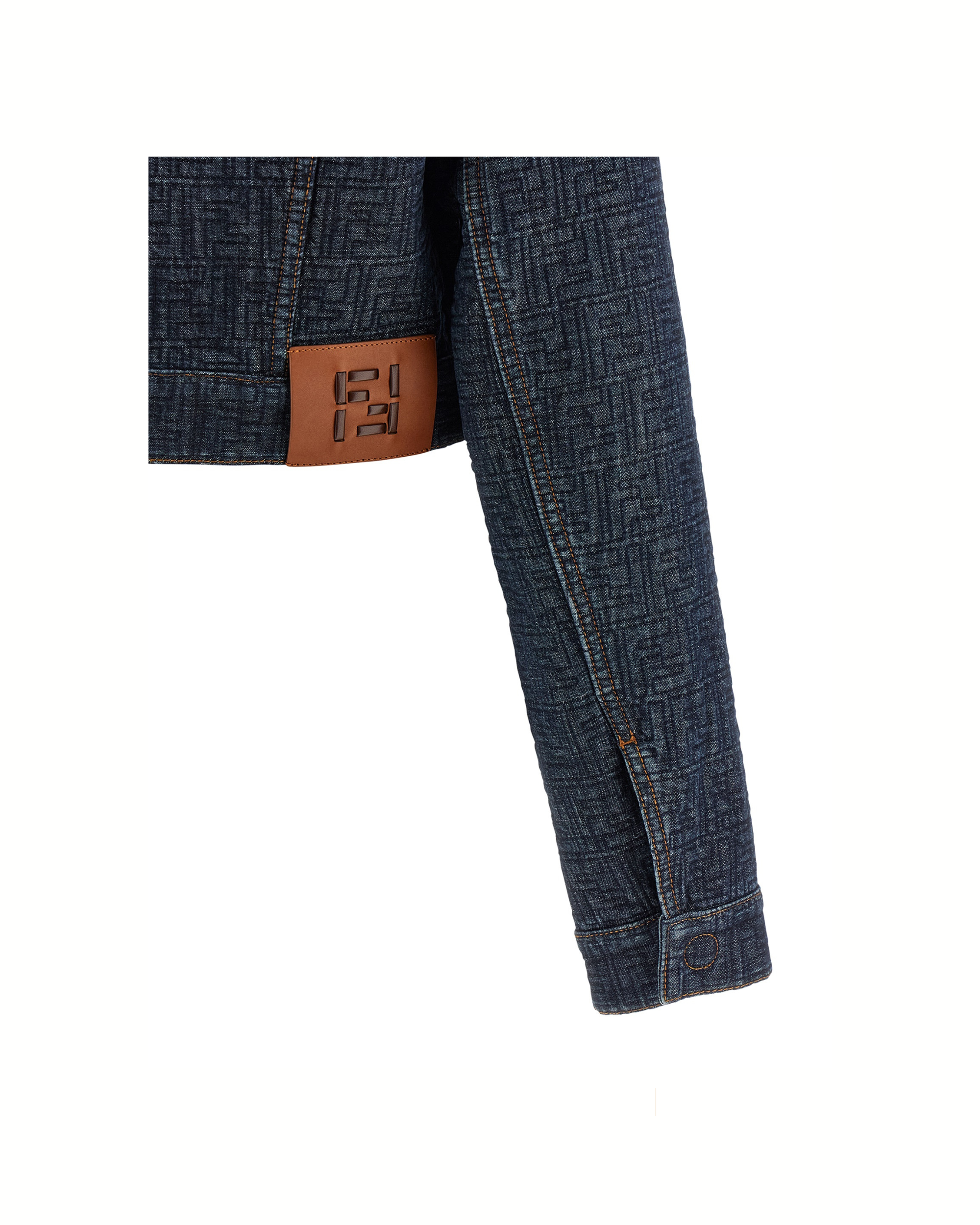Fendi FF Jacquard Denim Cropped Jacket