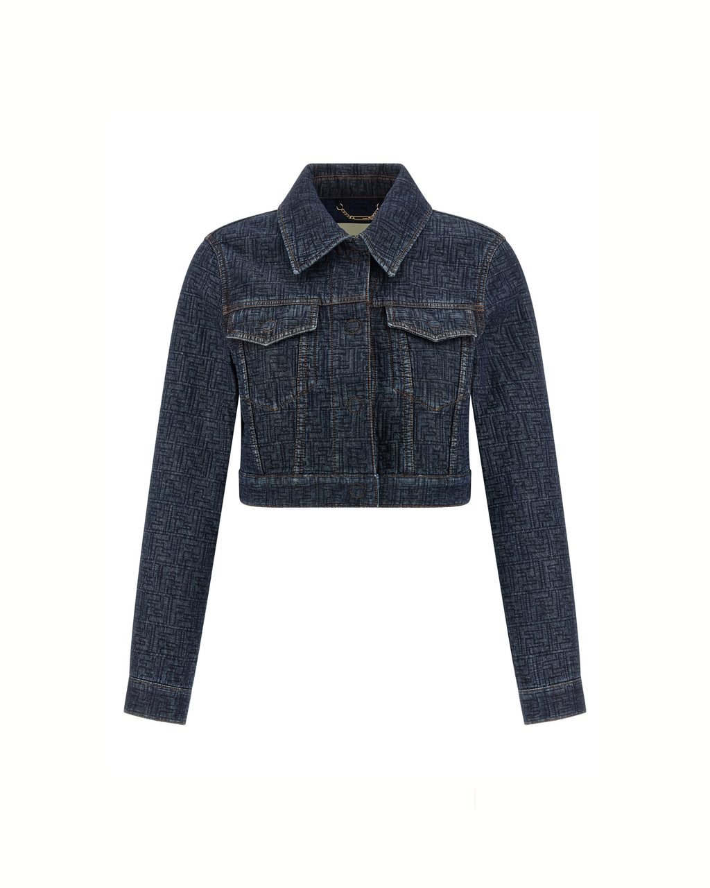 Fendi FF Jacquard Denim Cropped Jacket