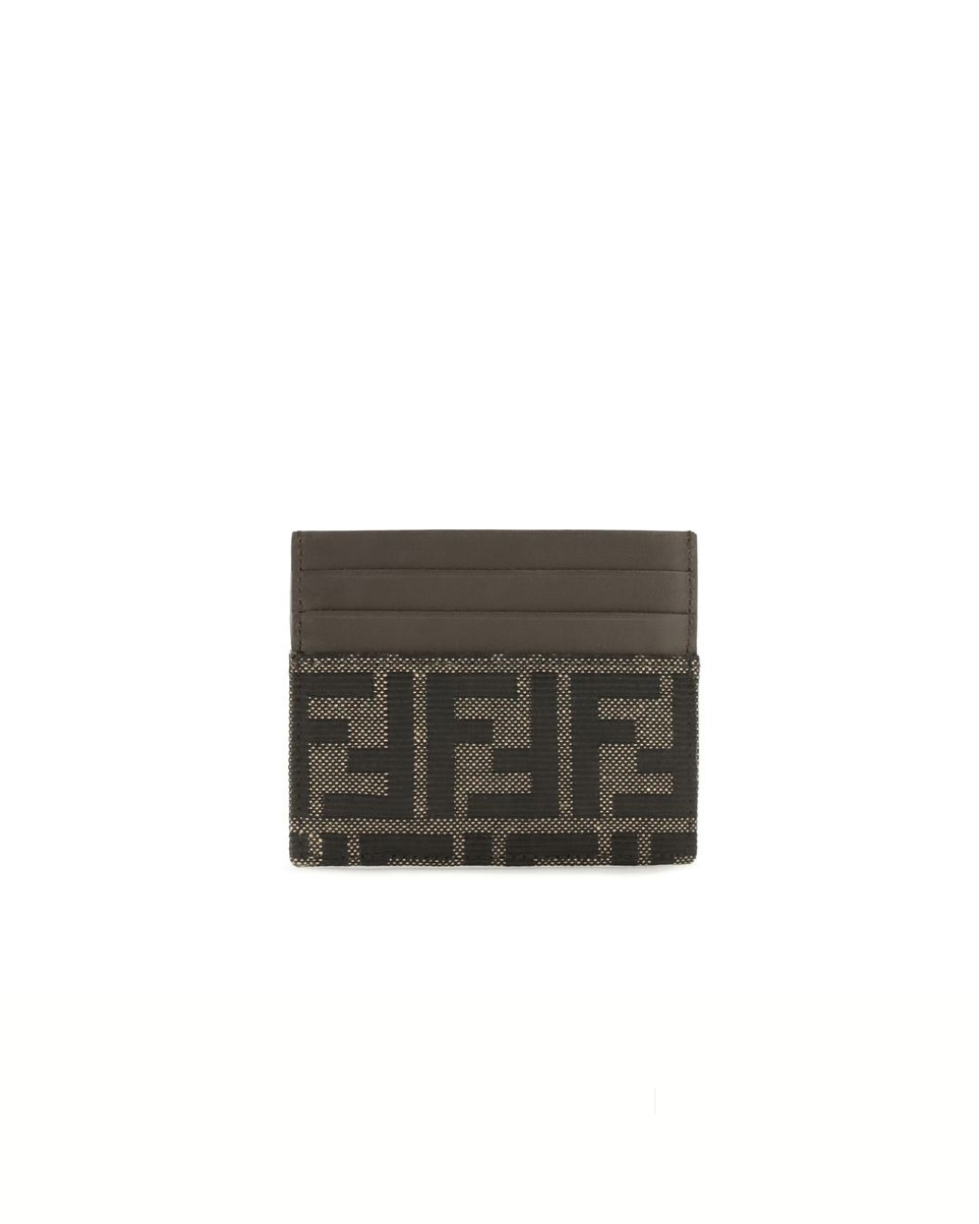 Fendi FF Jacquard and Leather Card Holder