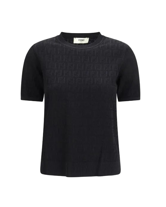 Fendi – FF Knit Cotton T-Shirt Black