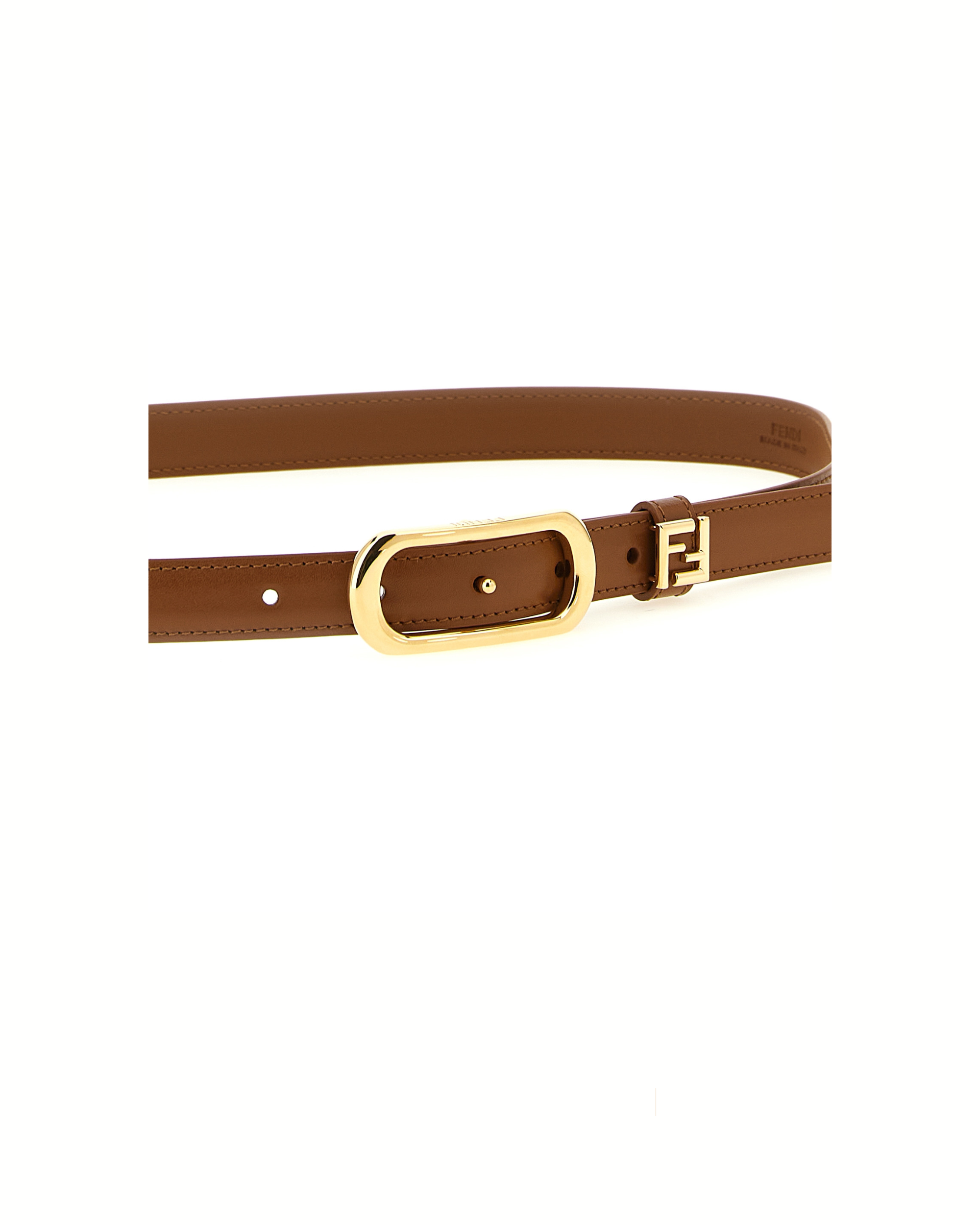 Fendi FF Leather Belt Brown