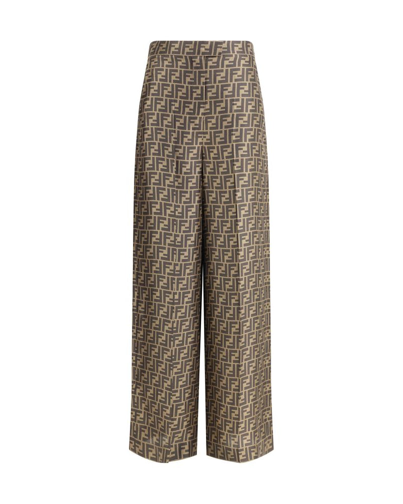 Fendi – FF Monogram Silk Palazzo Pants