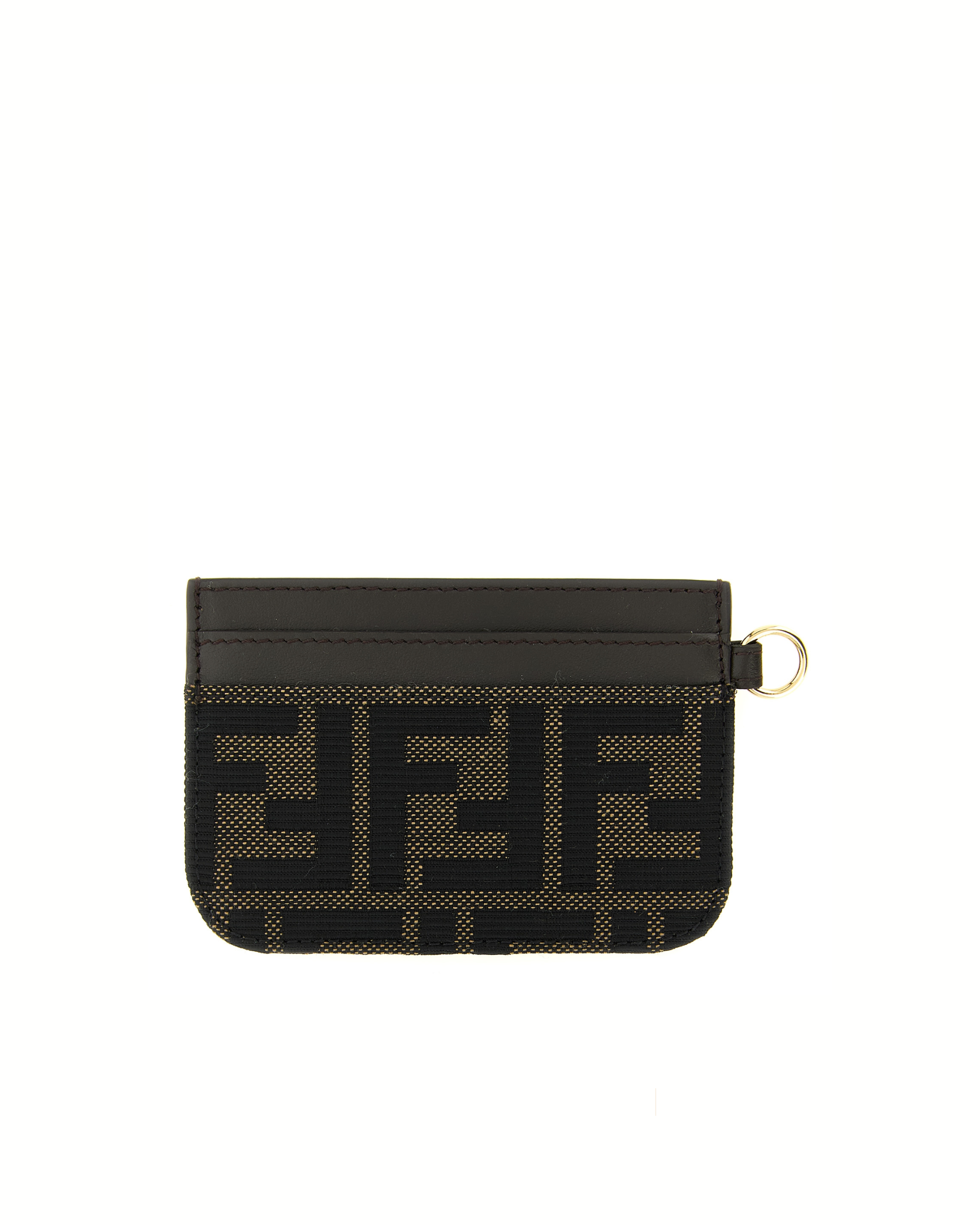 Fendi FF Zucca Jacquard Card Holder con Anello
