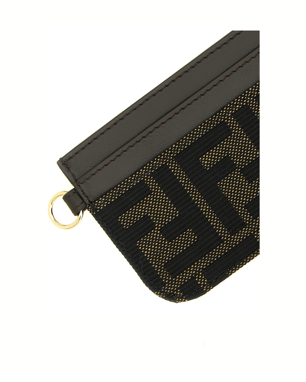 Fendi FF Zucca Jacquard Card Holder con Anello