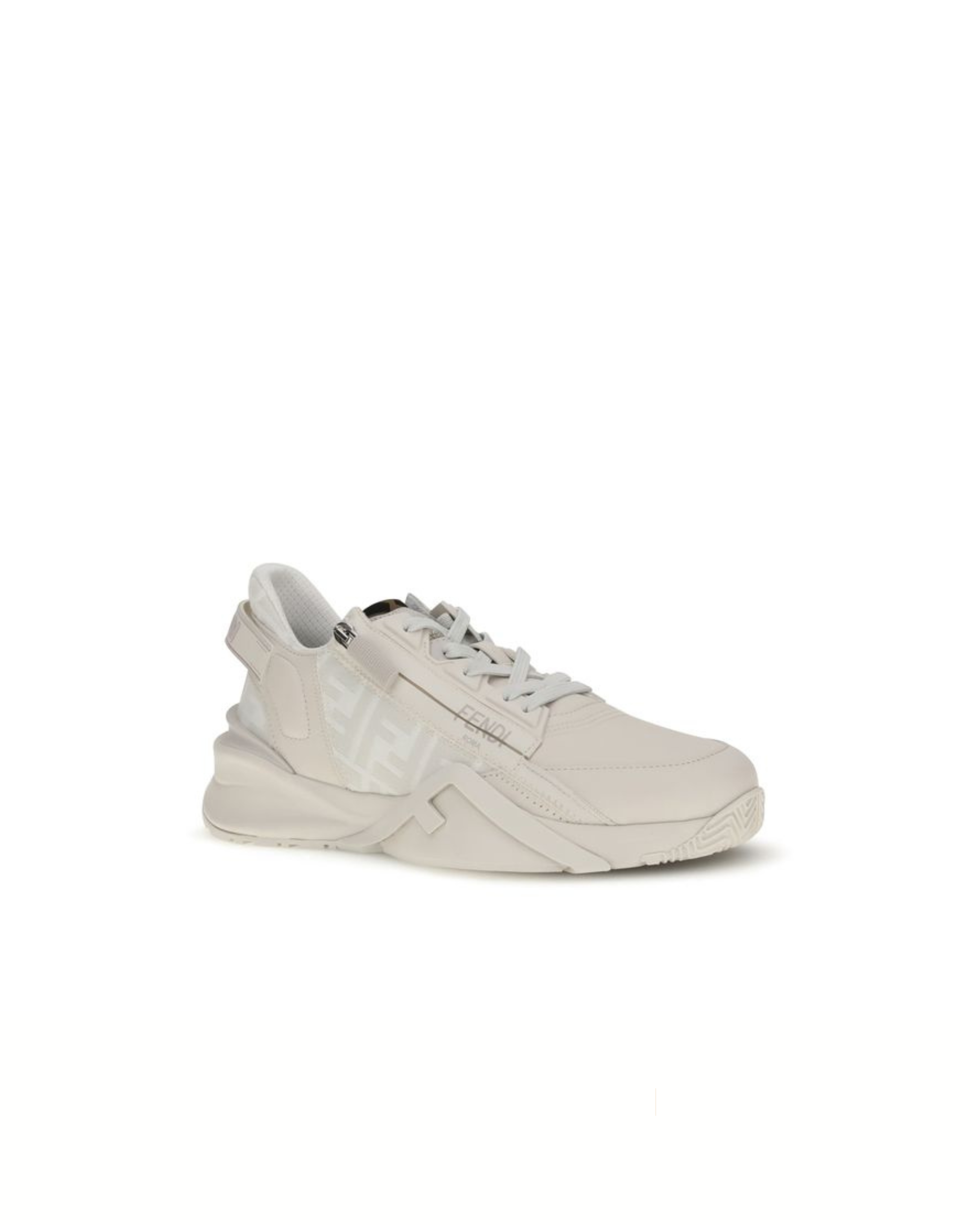Fendi Flow Running Sneakers in Pelle Bianca con Motivo FF