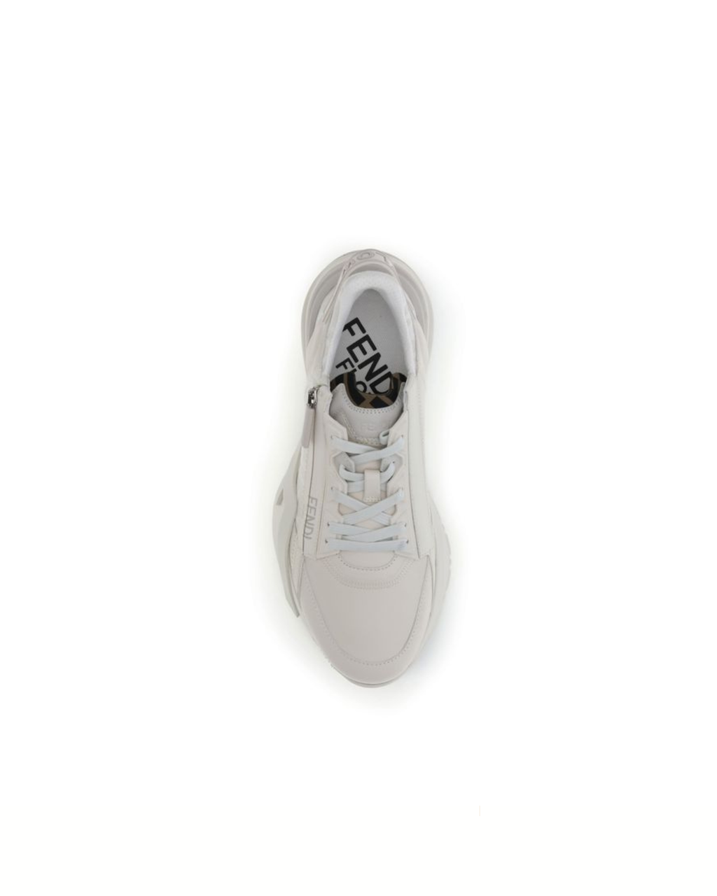 Fendi Flow Running Sneakers in Pelle Bianca con Motivo FF