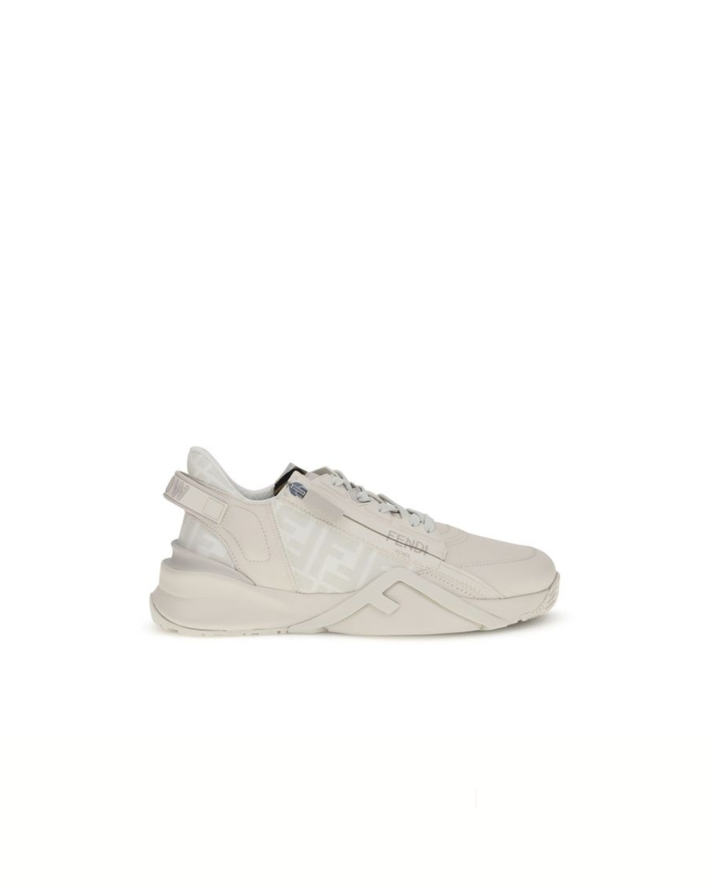 Fendi Flow Running Sneakers in Pelle Bianca con Motivo FF