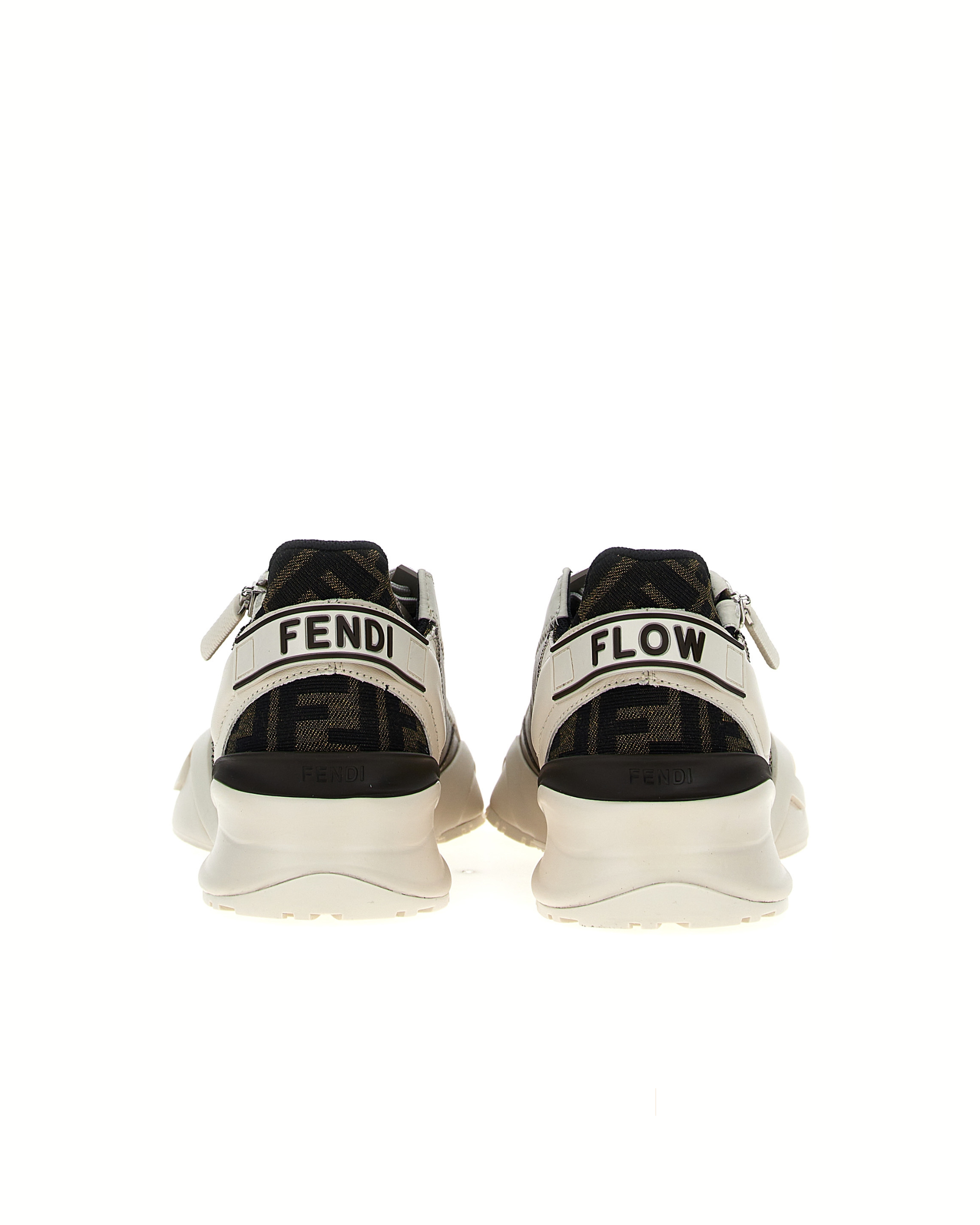 Fendi Flow Sneakers FF in Pelle e Tessuto Jacquard