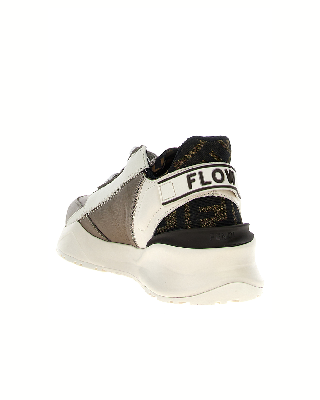 Fendi Flow Sneakers FF in Pelle e Tessuto Jacquard