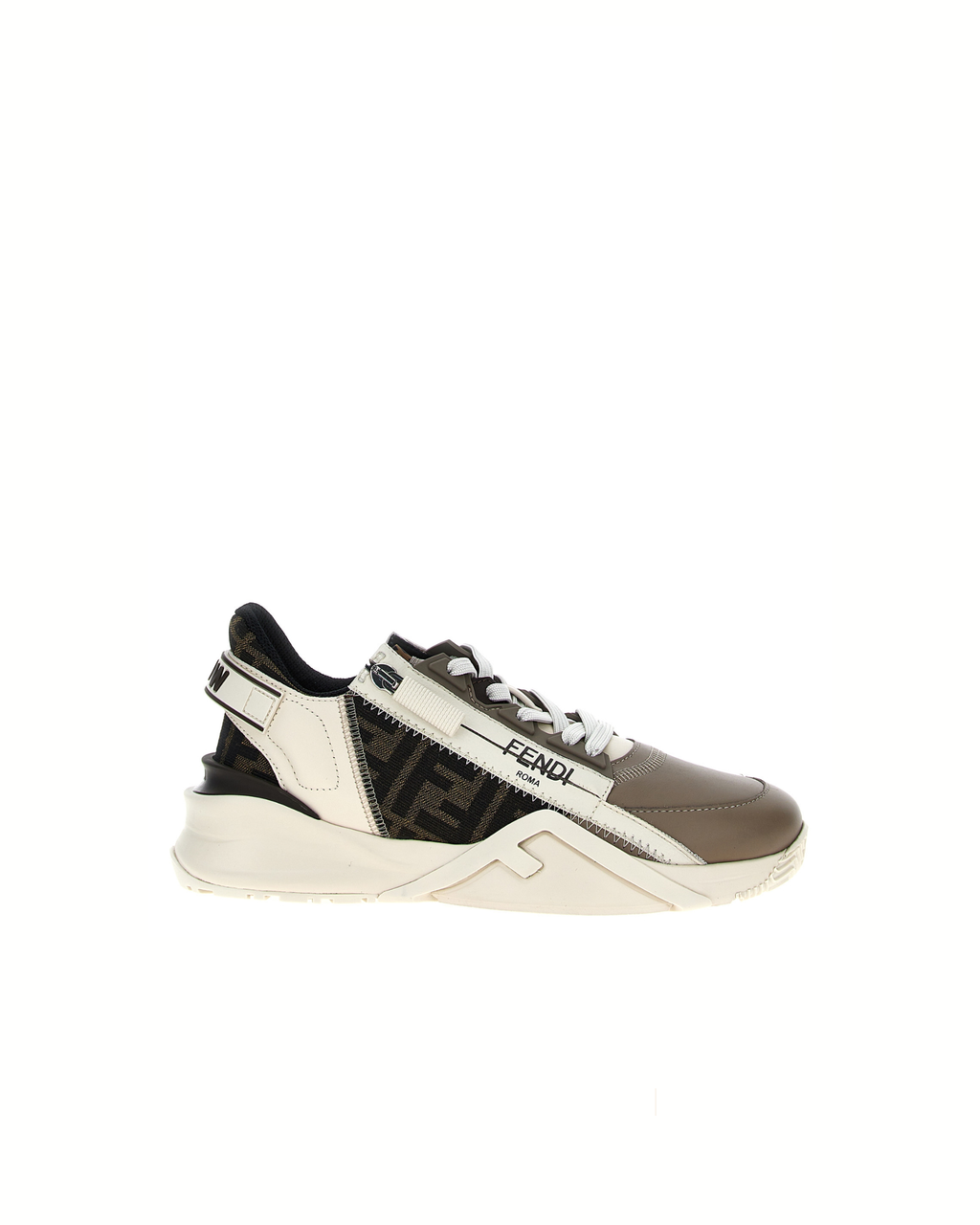 Fendi Flow Sneakers FF in Pelle e Tessuto Jacquard