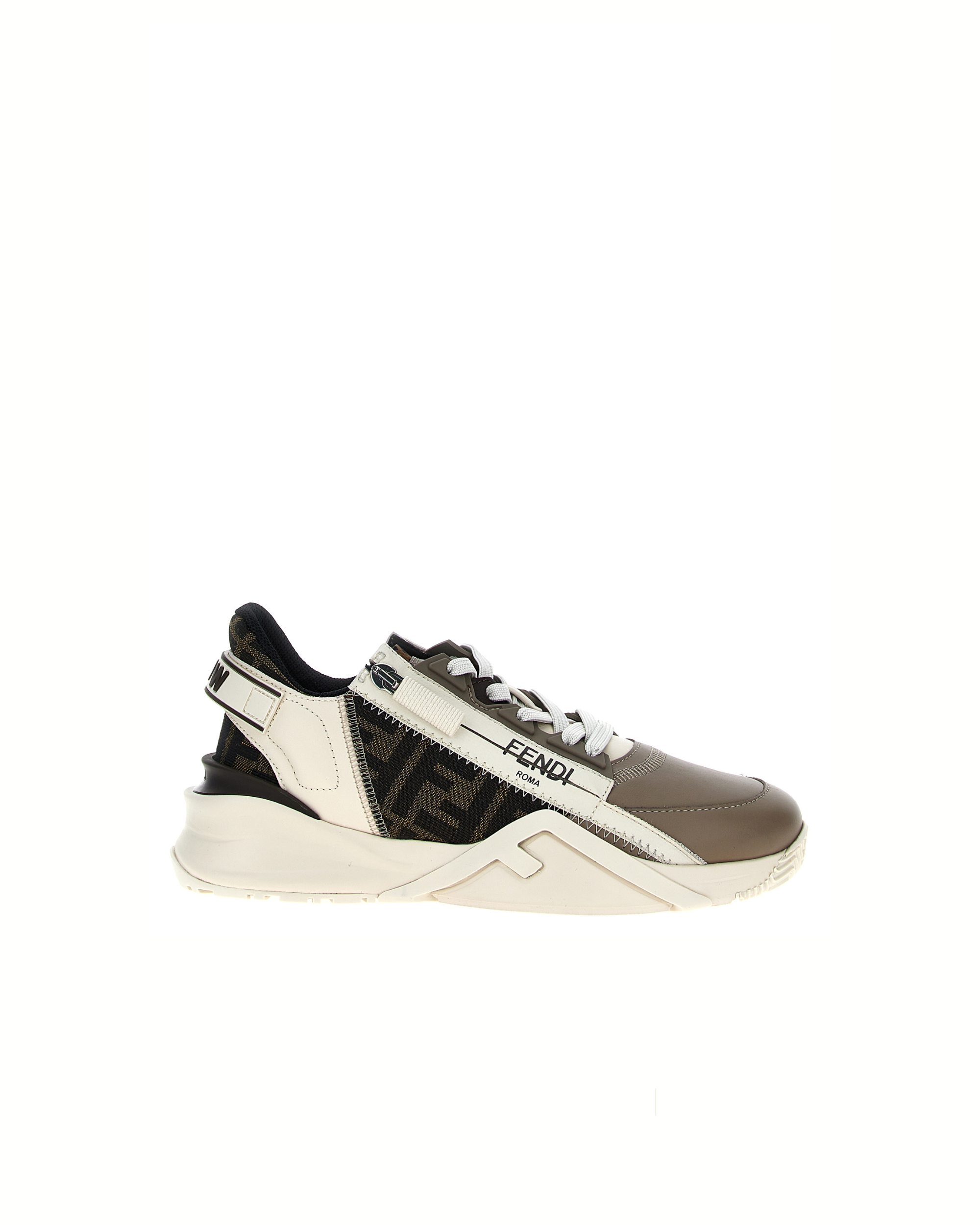Fendi Flow Sneakers FF in Pelle e Tessuto Jacquard