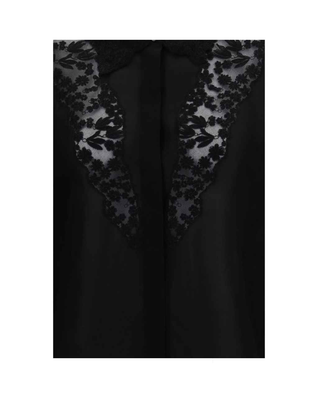 Fendi Georgette Silk Shirt with Peonia Lace