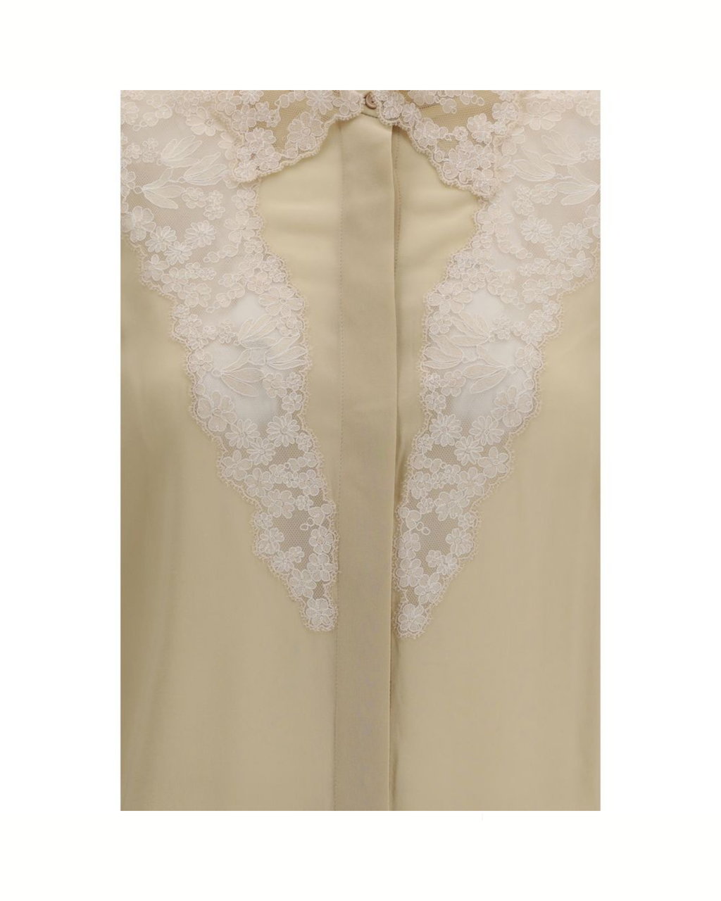 Fendi Georgette Silk Shirt with Peonia Lace