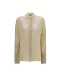 Fendi Georgette Silk Shirt with Peonia Lace