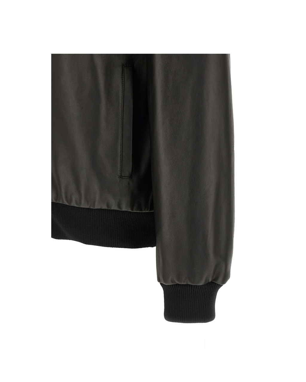 Fendi Leather Blouson con Logo Embroidered Black