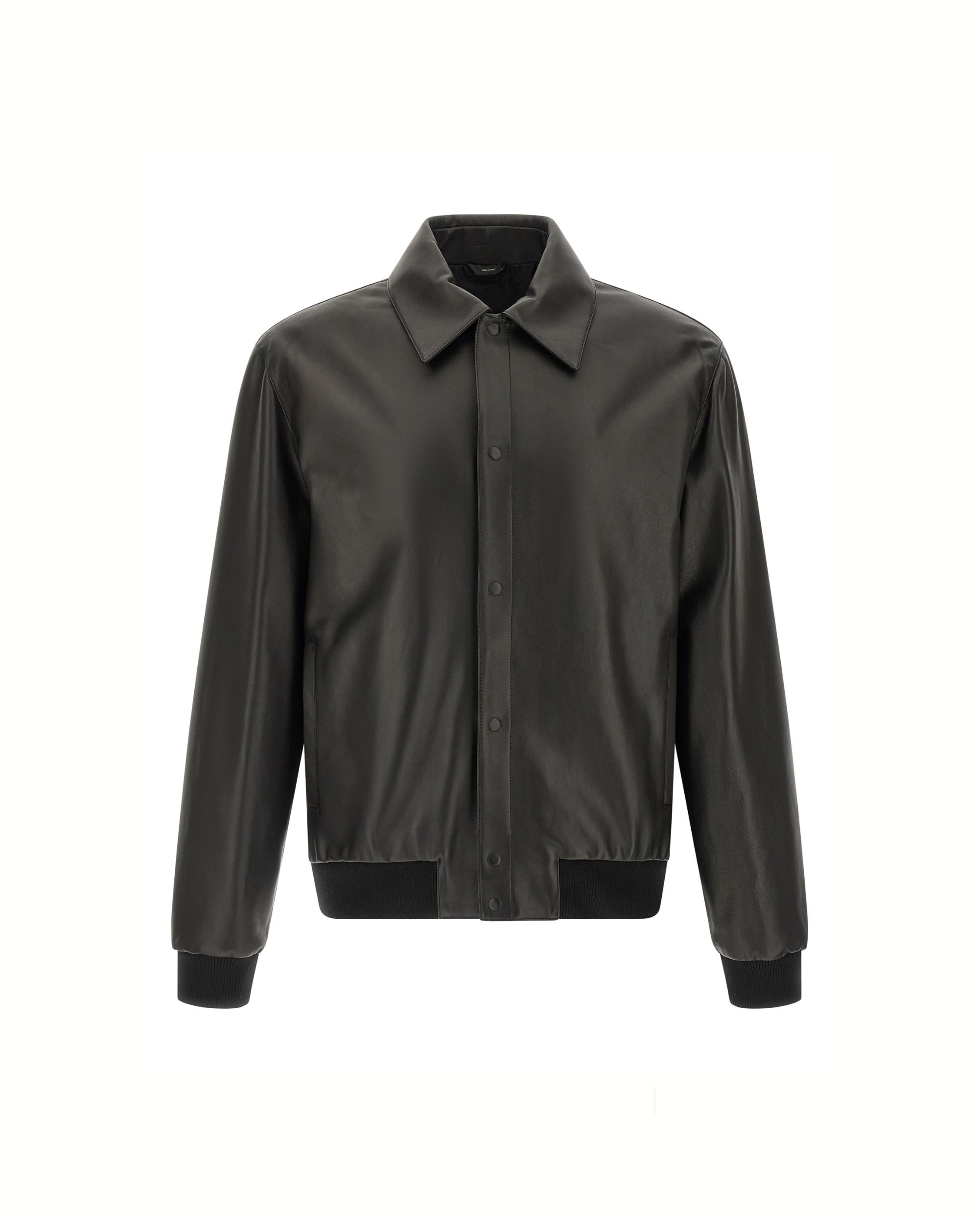 Fendi Leather Blouson con Logo Embroidered Black