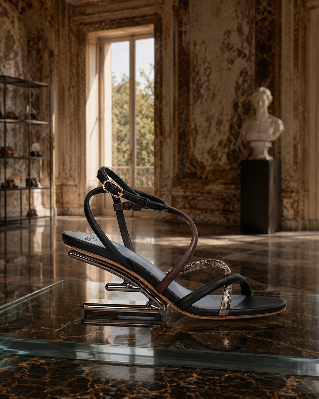 Fendi – Leather Mid-Heel Sandals