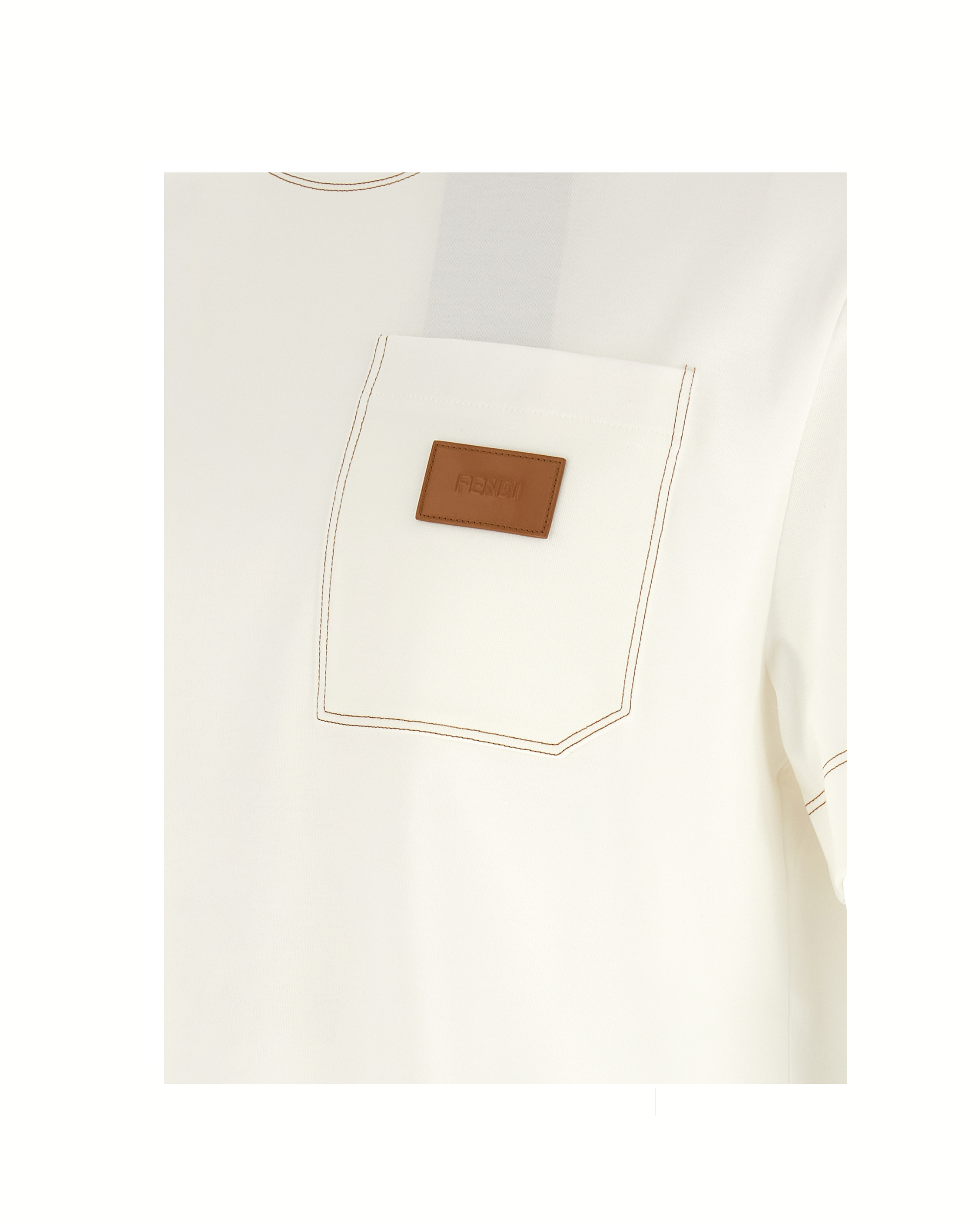 Fendi Leather Patch Pocket T-Shirt White