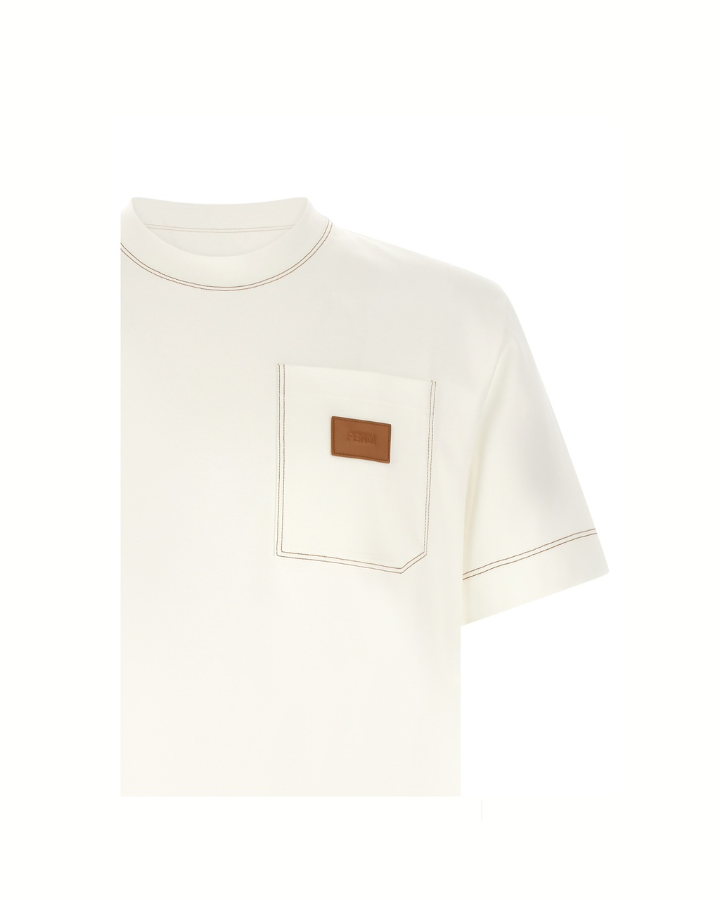 Fendi Leather Patch Pocket T-Shirt White