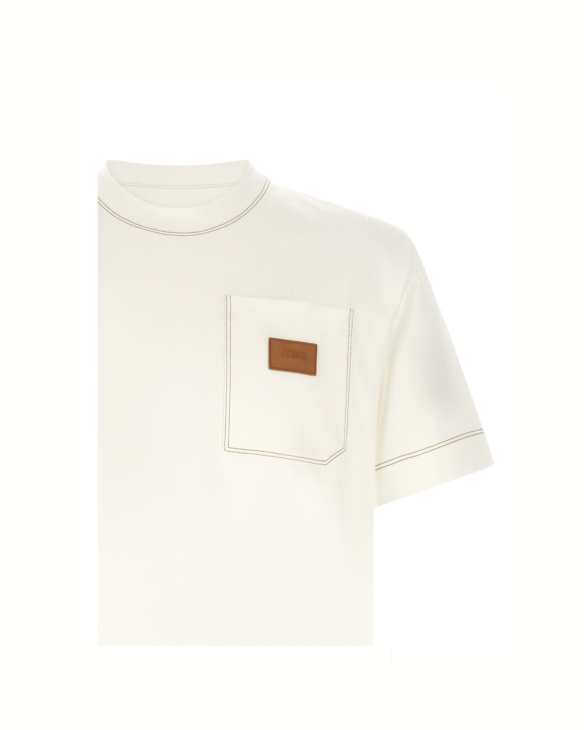 Fendi Leather Patch Pocket T-Shirt White