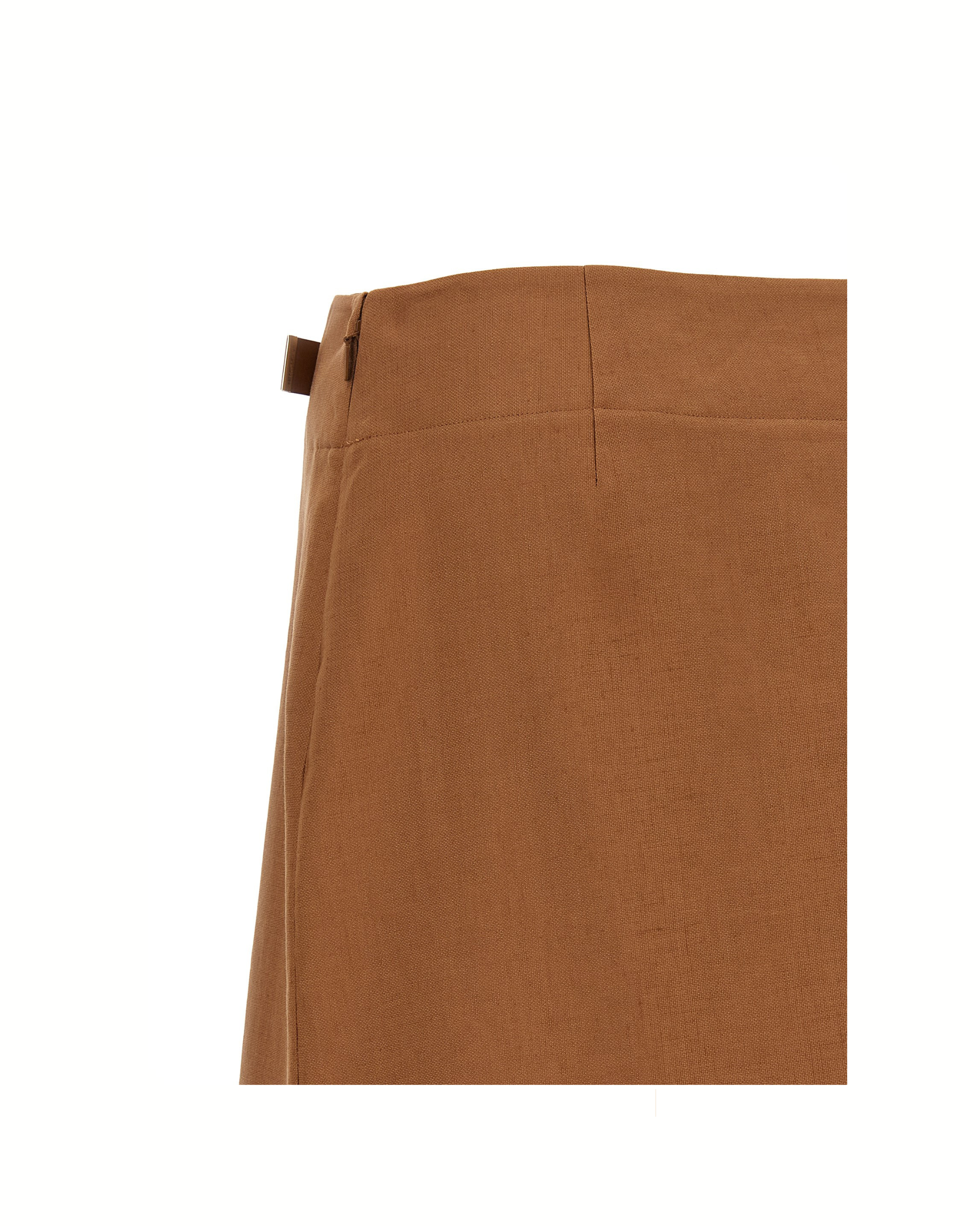 Fendi Linen & Cotton Midi Skirt Tobacco Brown