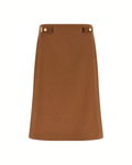 Fendi Linen & Cotton Midi Skirt Tobacco Brown