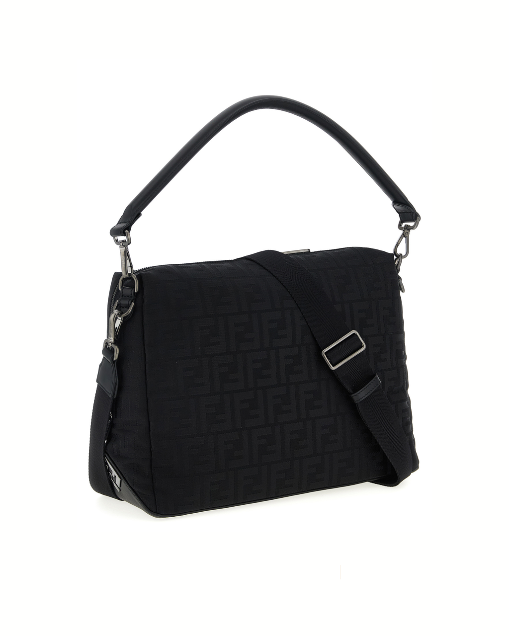 Fendi Lui Large FF Nylon Shoulder Bag Black