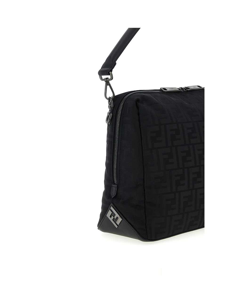 Fendi Lui Large FF Nylon Shoulder Bag Black