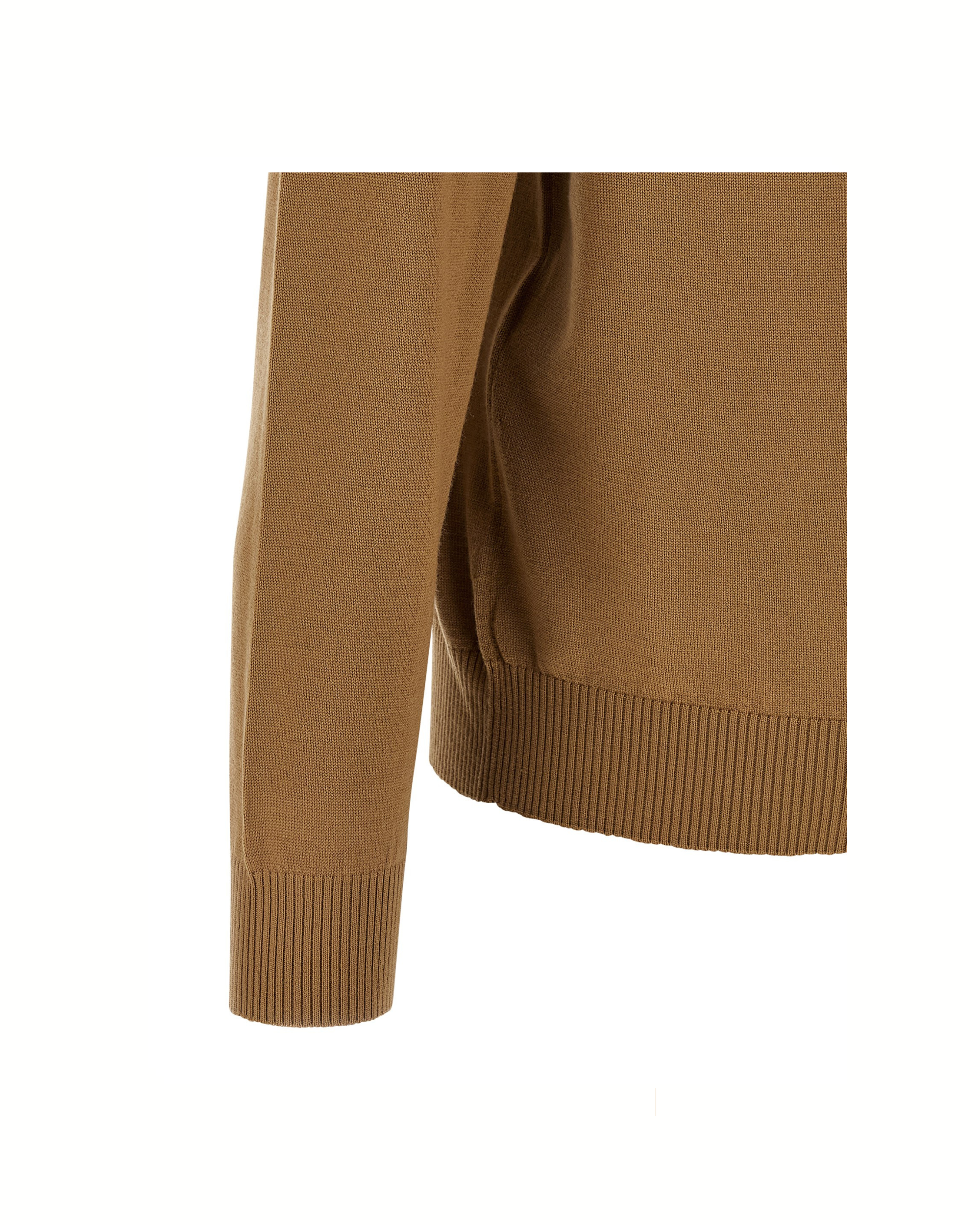Fendi – Maglione Girocollo in Lana Vergine Beige con Logo FF
