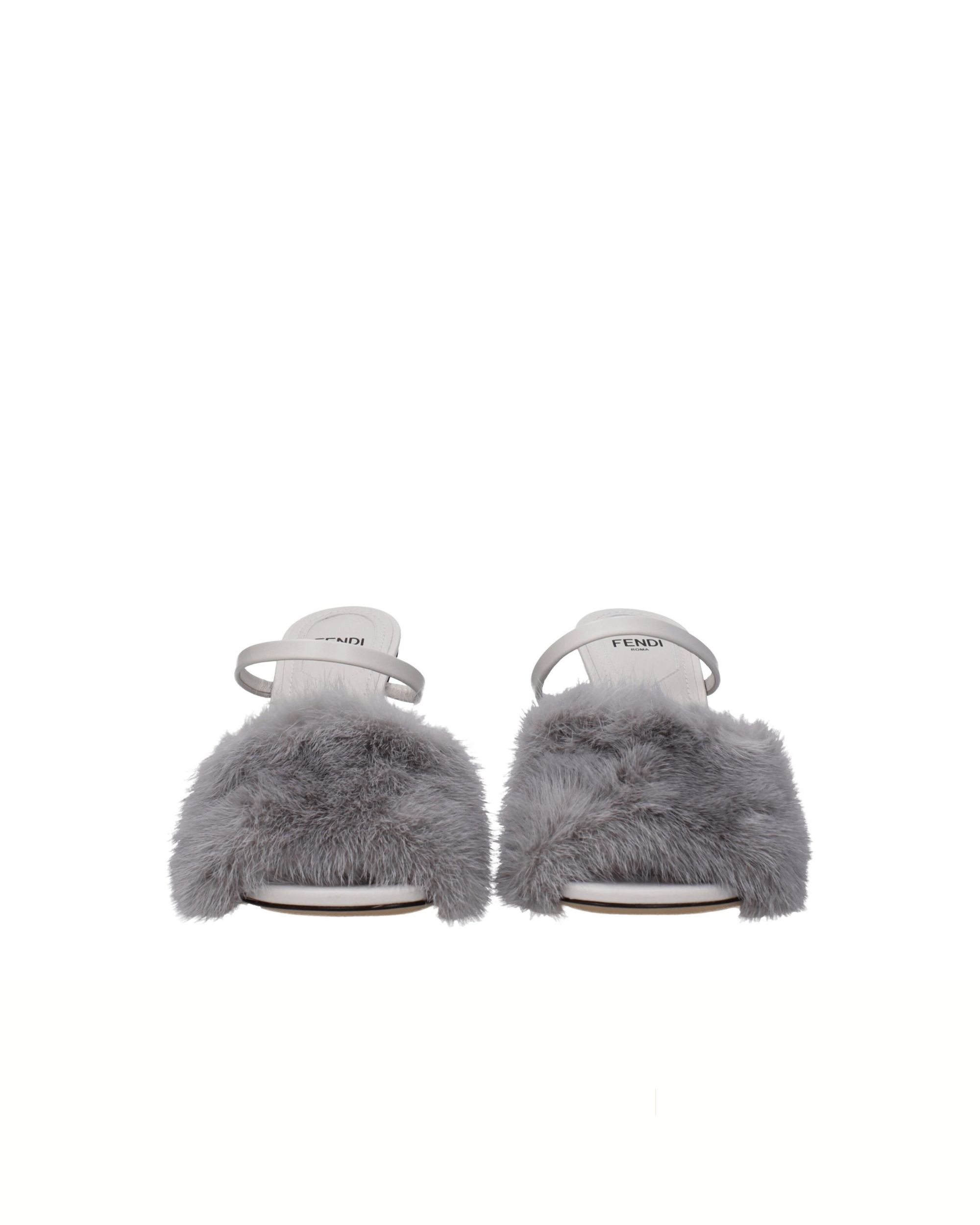 Fendi Mink Fur Sandals Grey
