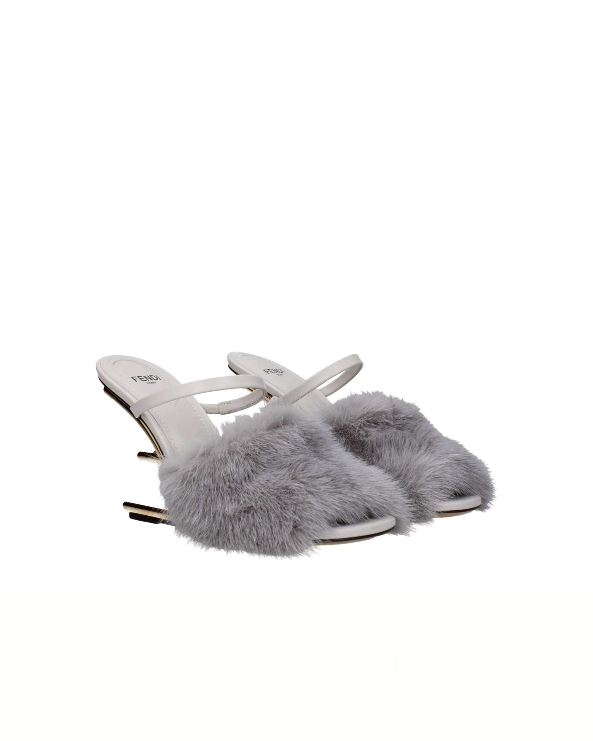 Fendi Mink Fur Sandals Grey