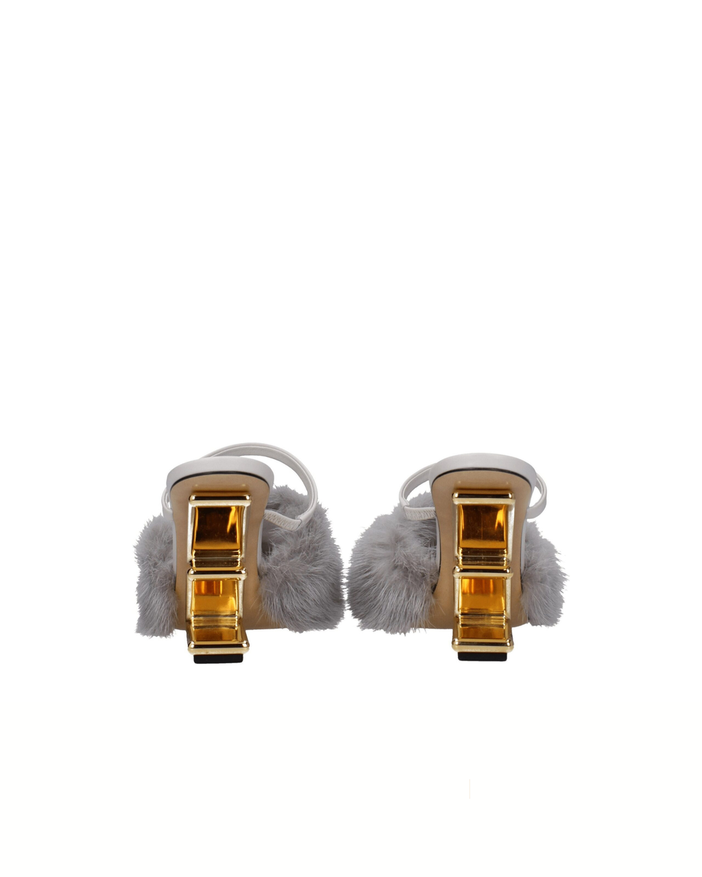 Fendi Mink Fur Sandals Grey
