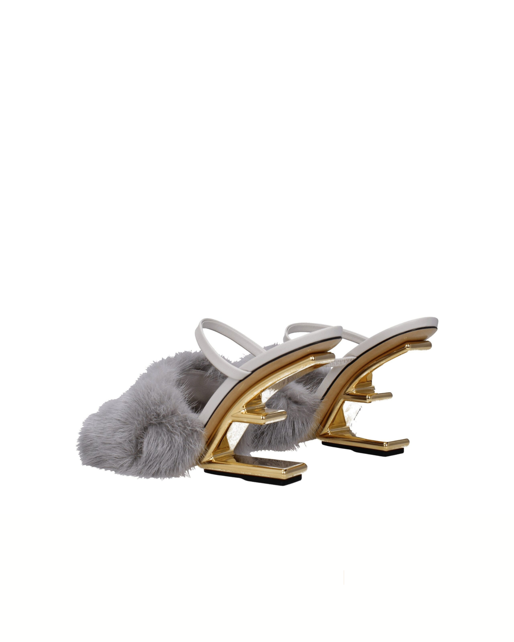 Fendi Mink Fur Sandals Grey