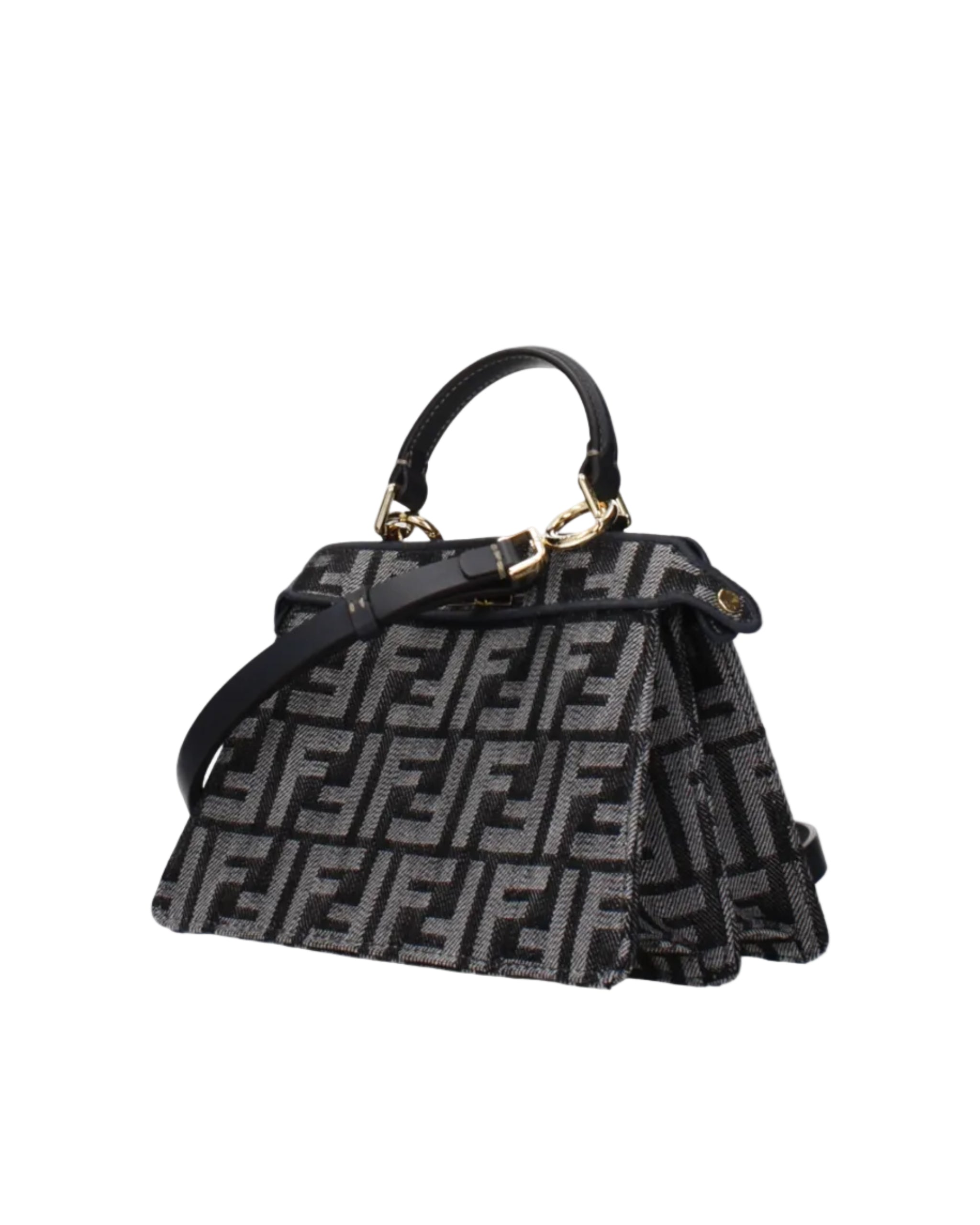 Fendi – Peekaboo FF Fabric Handbag Black