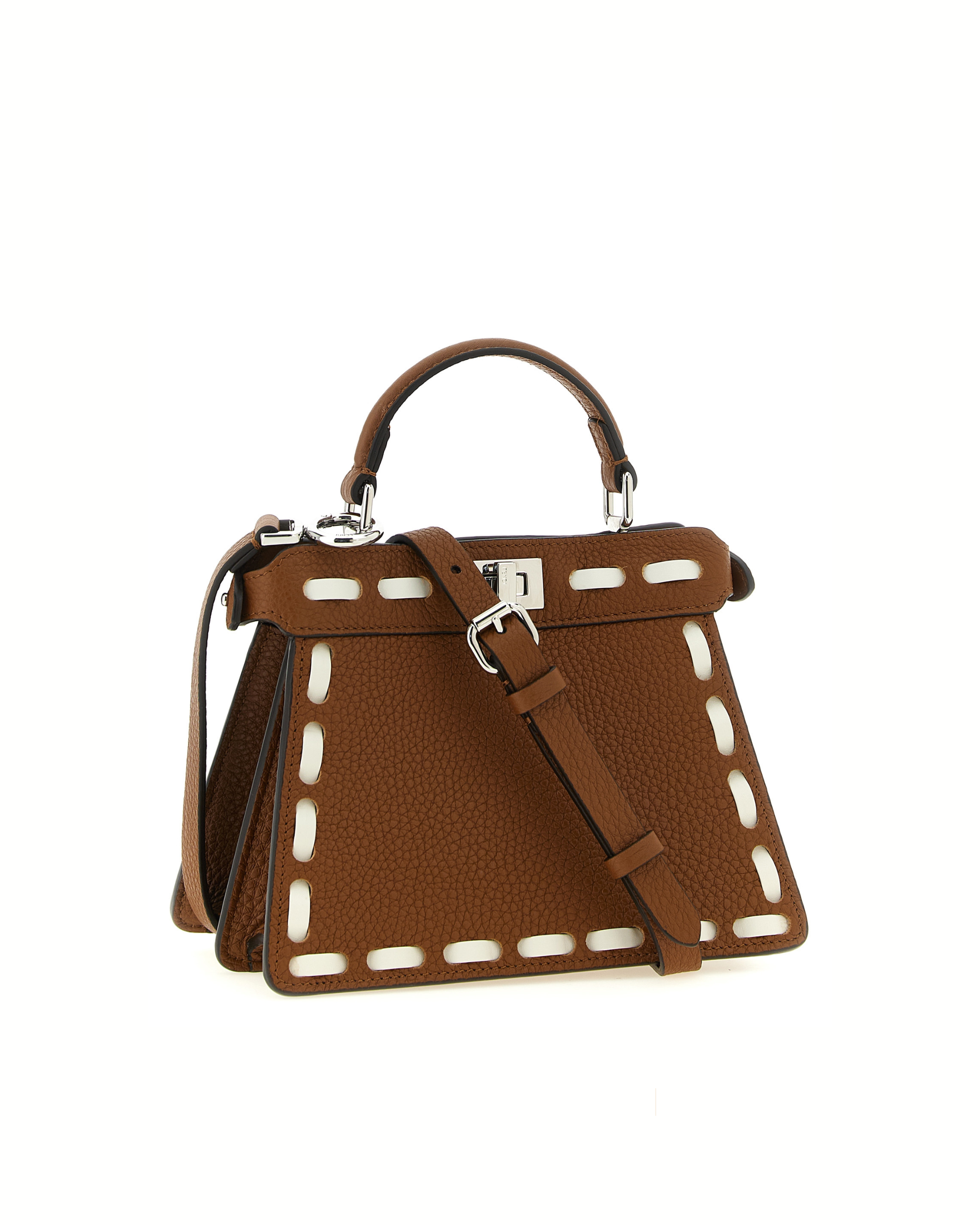 Fendi Peekaboo ISeeU in Cuoio Romano Marrone con Macro-Cuciture