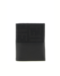 Fendi – Portacarte Bifold FF Zucca in Tessuto Jacquard e Pelle Nera