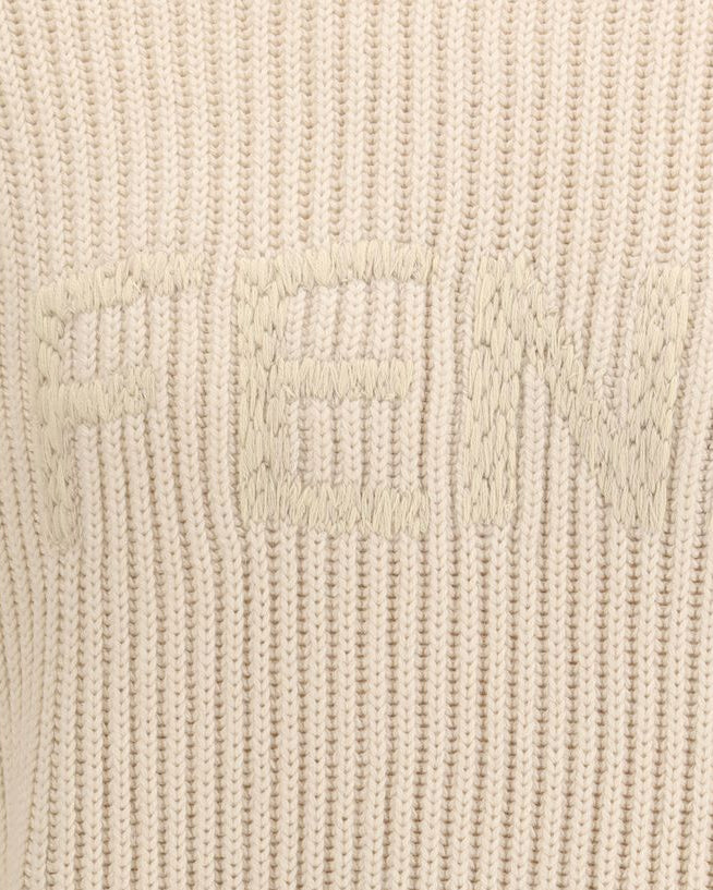 Fendi – Ribbed Wool Sweater with Embroidered Logo