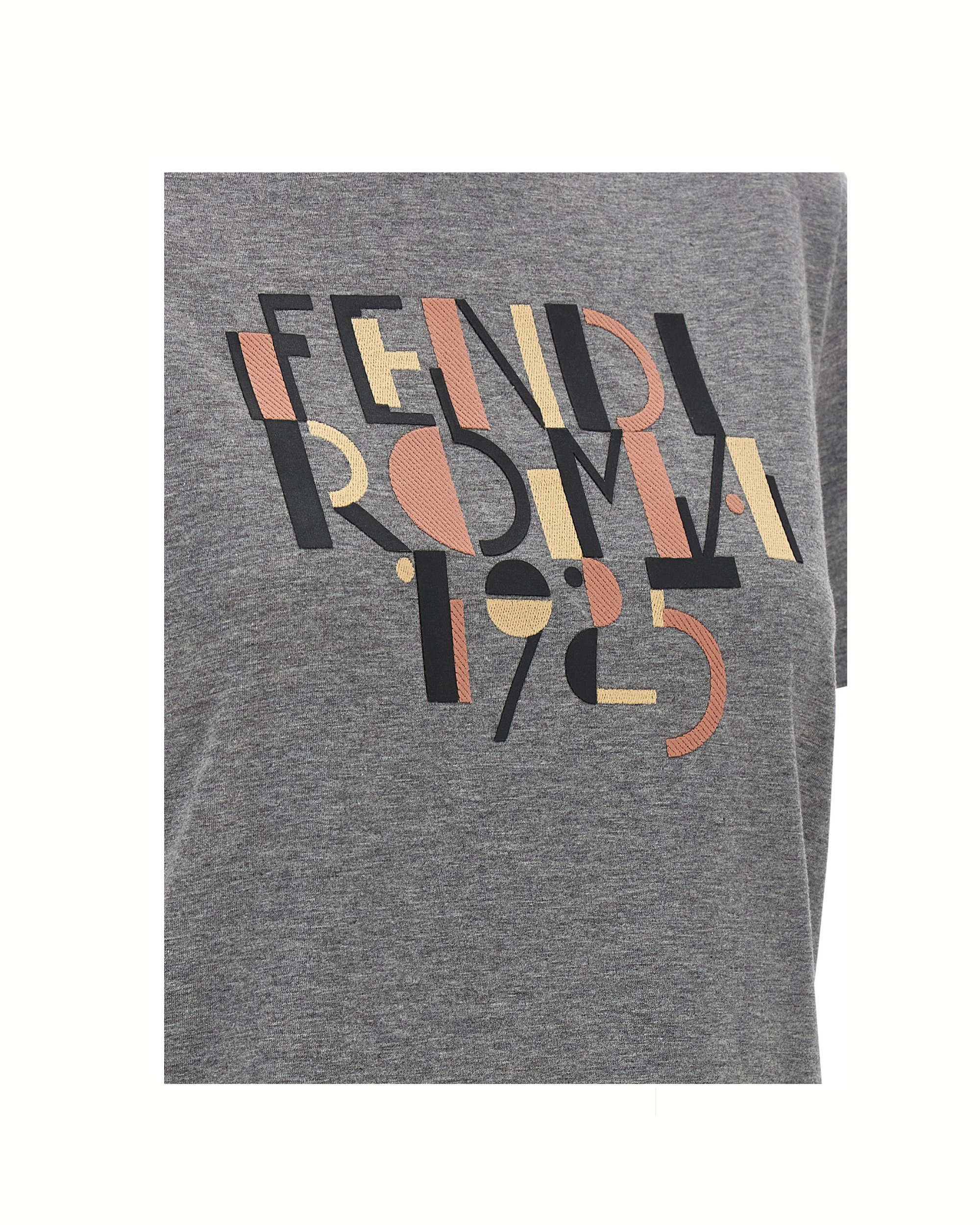 Fendi Roma 1925 Cotton Jersey T-Shirt Grey