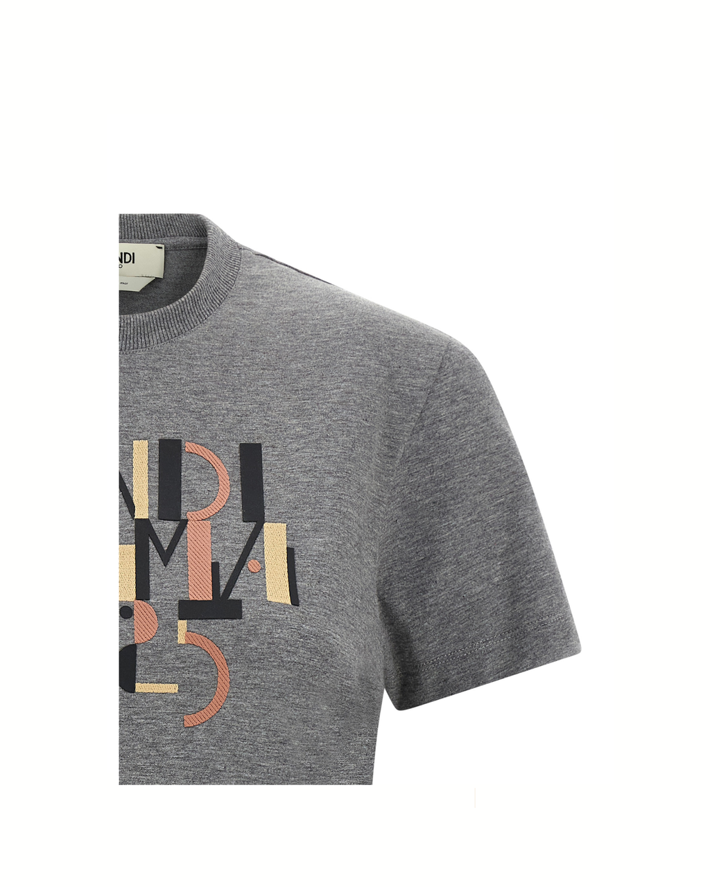 Fendi Roma 1925 Cotton Jersey T-Shirt Grey