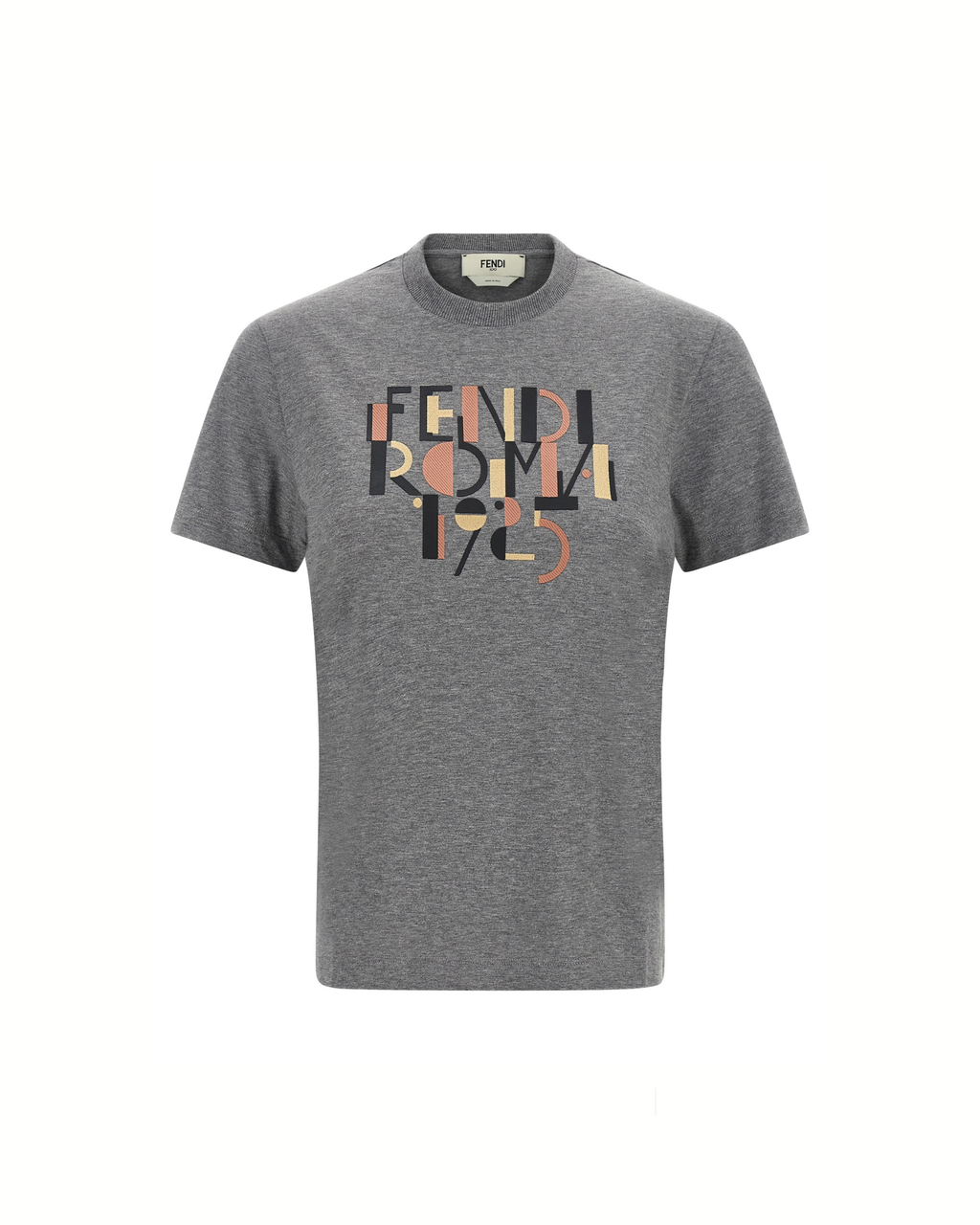 Fendi Roma 1925 Cotton Jersey T-Shirt Grey