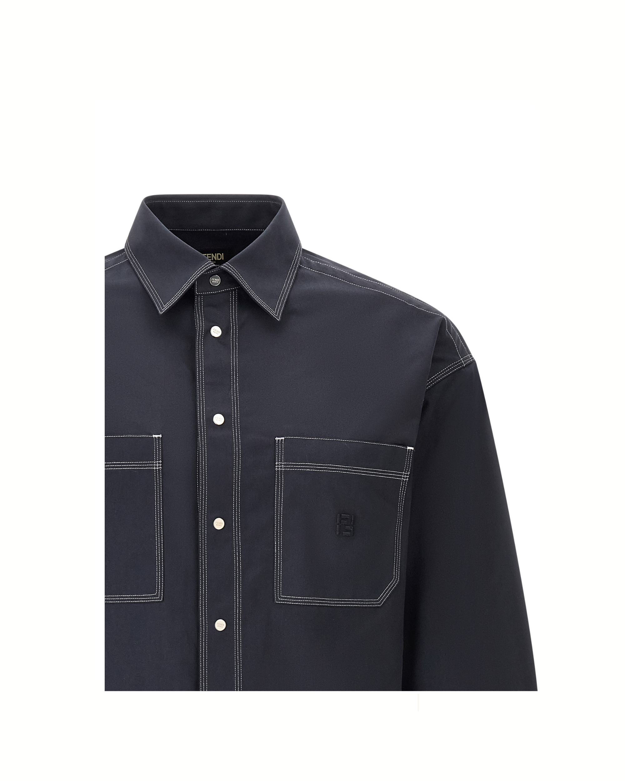 Fendi Selleria Cotton Shirt Dark Blue