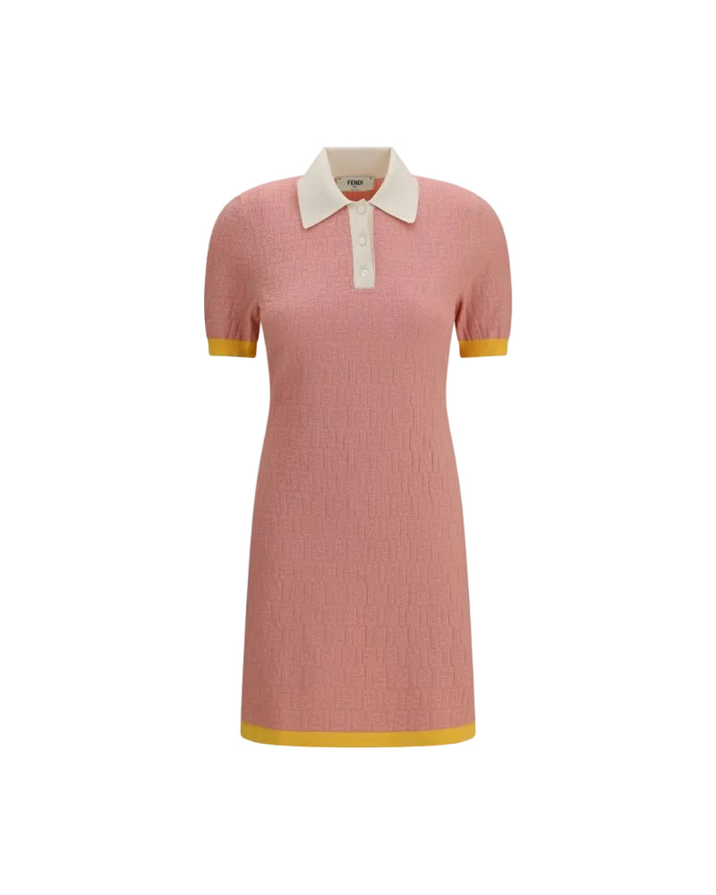 Fendi – Short Fitted Cotton & Silk FF Dress